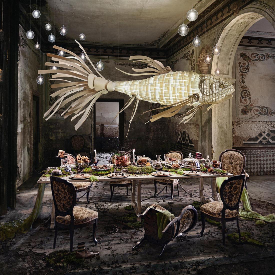 Lustra Chandelier Wooden Fish Handmade - Letslighting