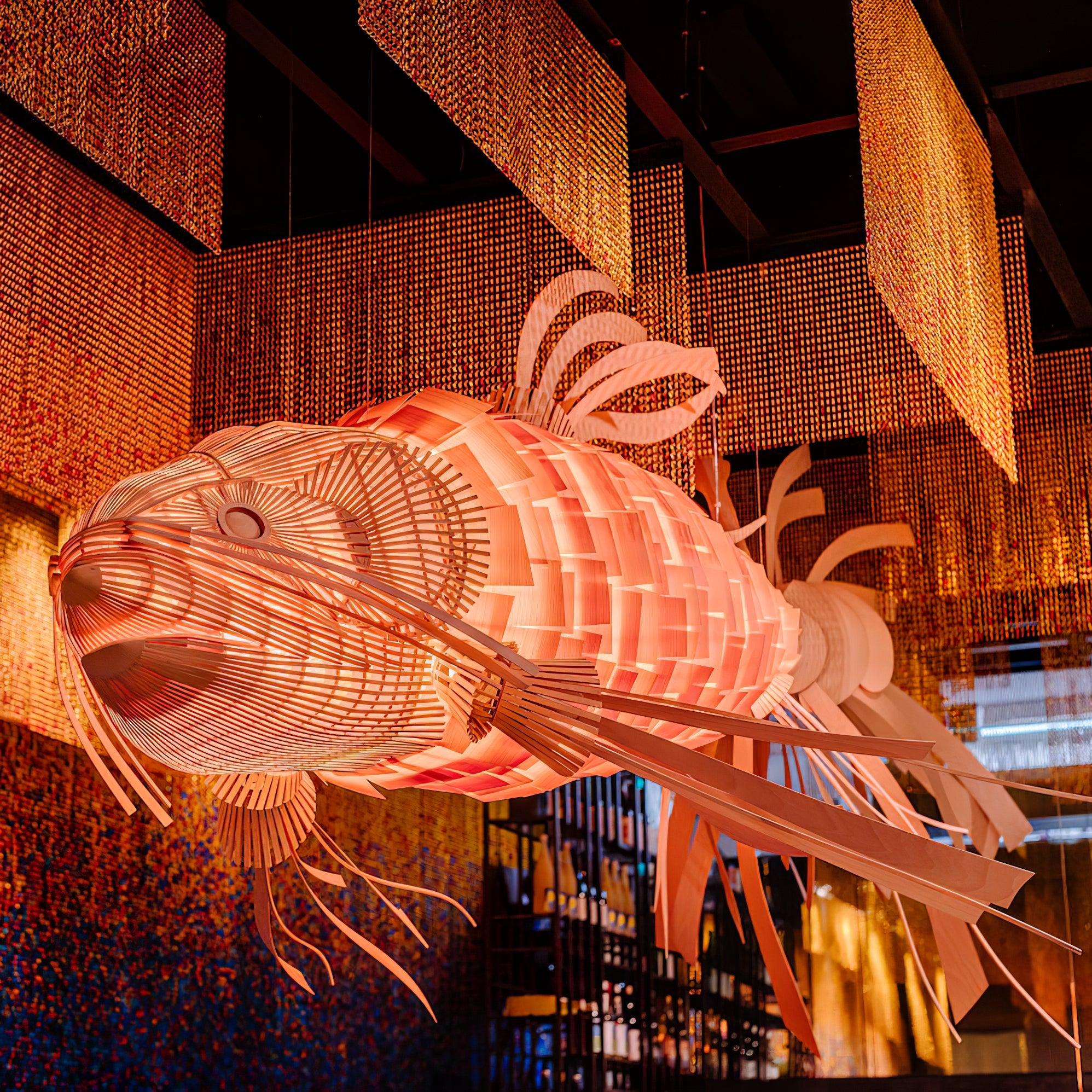 Lustra Chandelier Wooden Fish Handmade - Letslighting