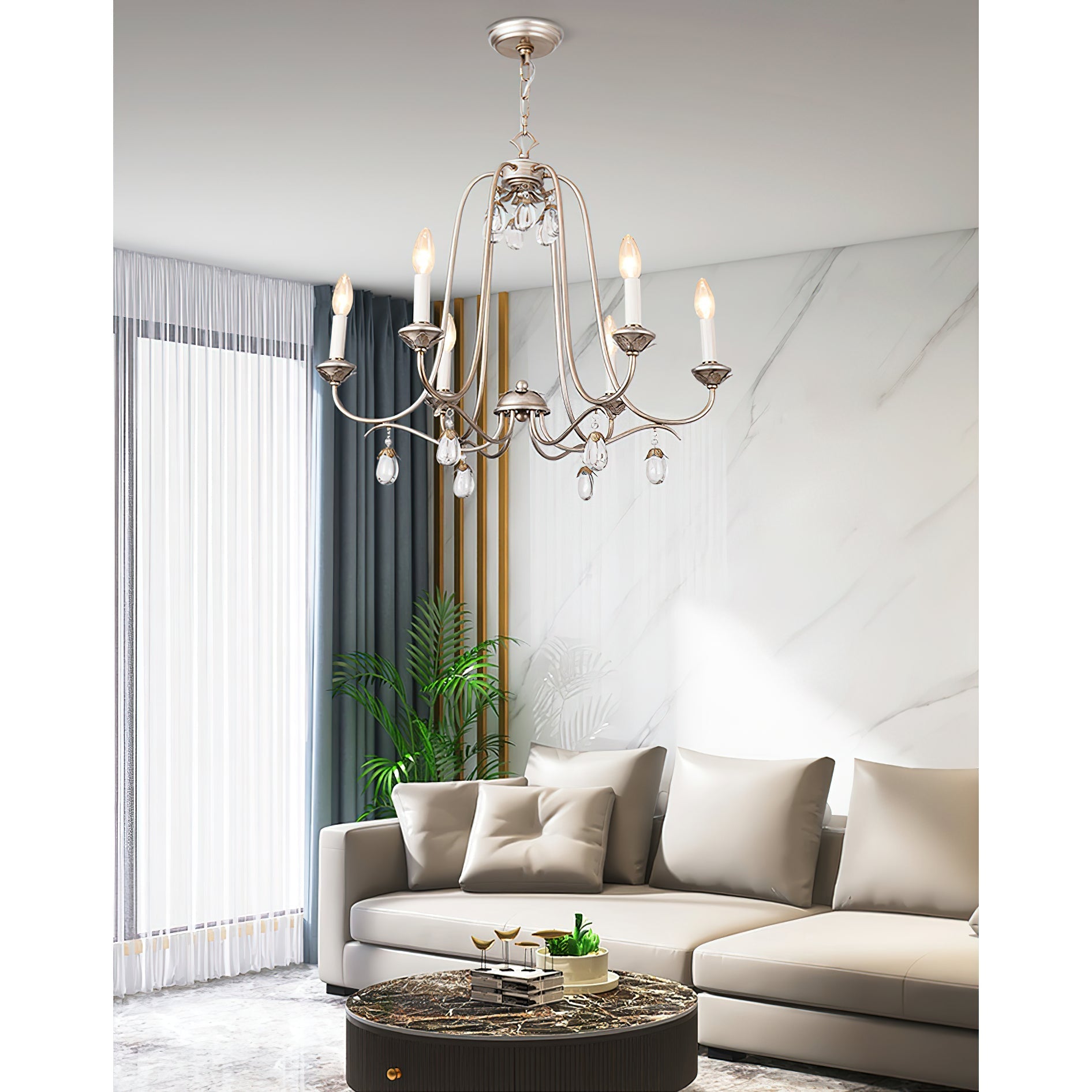 Ocara Vintage Industrial Luxury Brass Crystal Chandelier - Letslighting