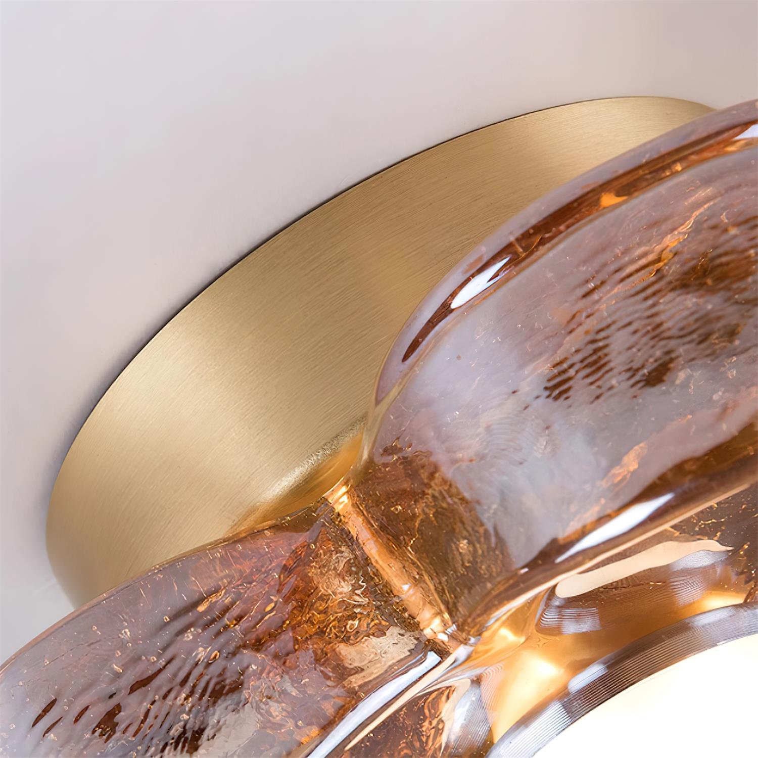 Ceiling Lamp with Amber Glass Clover Petals and Brass Scandi - Letslighting
