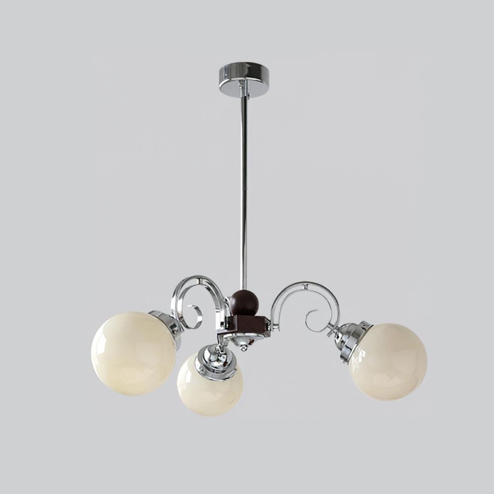 Kotter Cream Chandelier Satin Nickel Curved Arms Sculptural - Letslighting