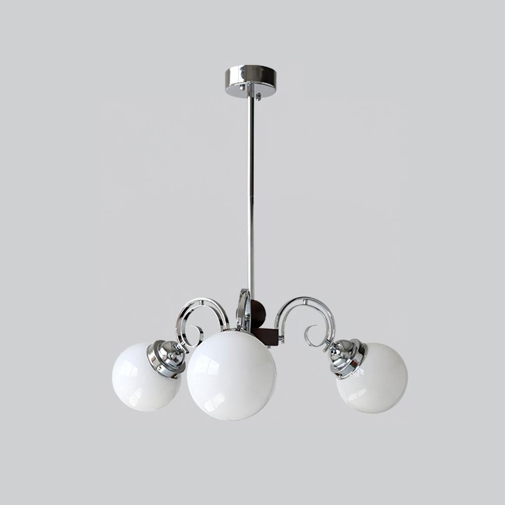 Kotter Cream Chandelier Satin Nickel Curved Arms Sculptural - Letslighting