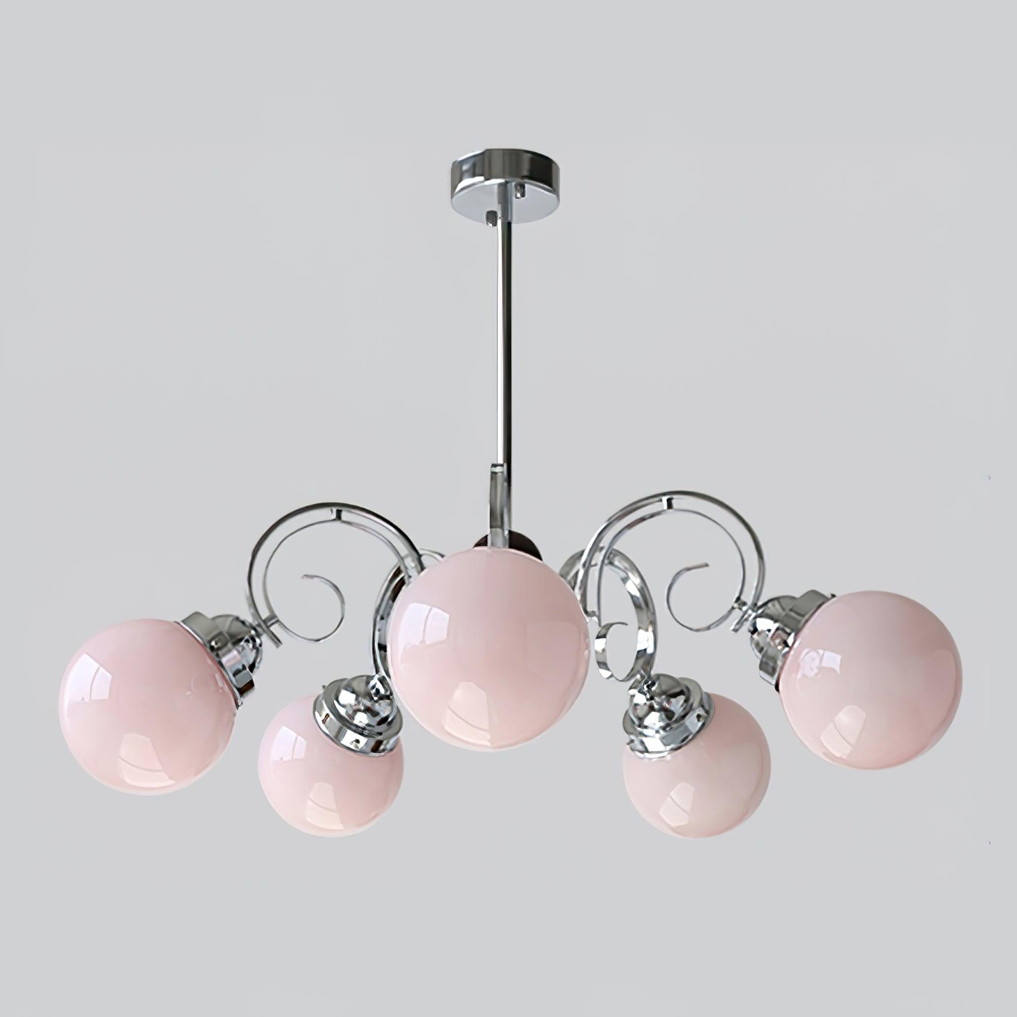Kotter Cream Chandelier Satin Nickel Curved Arms Sculptural - Letslighting