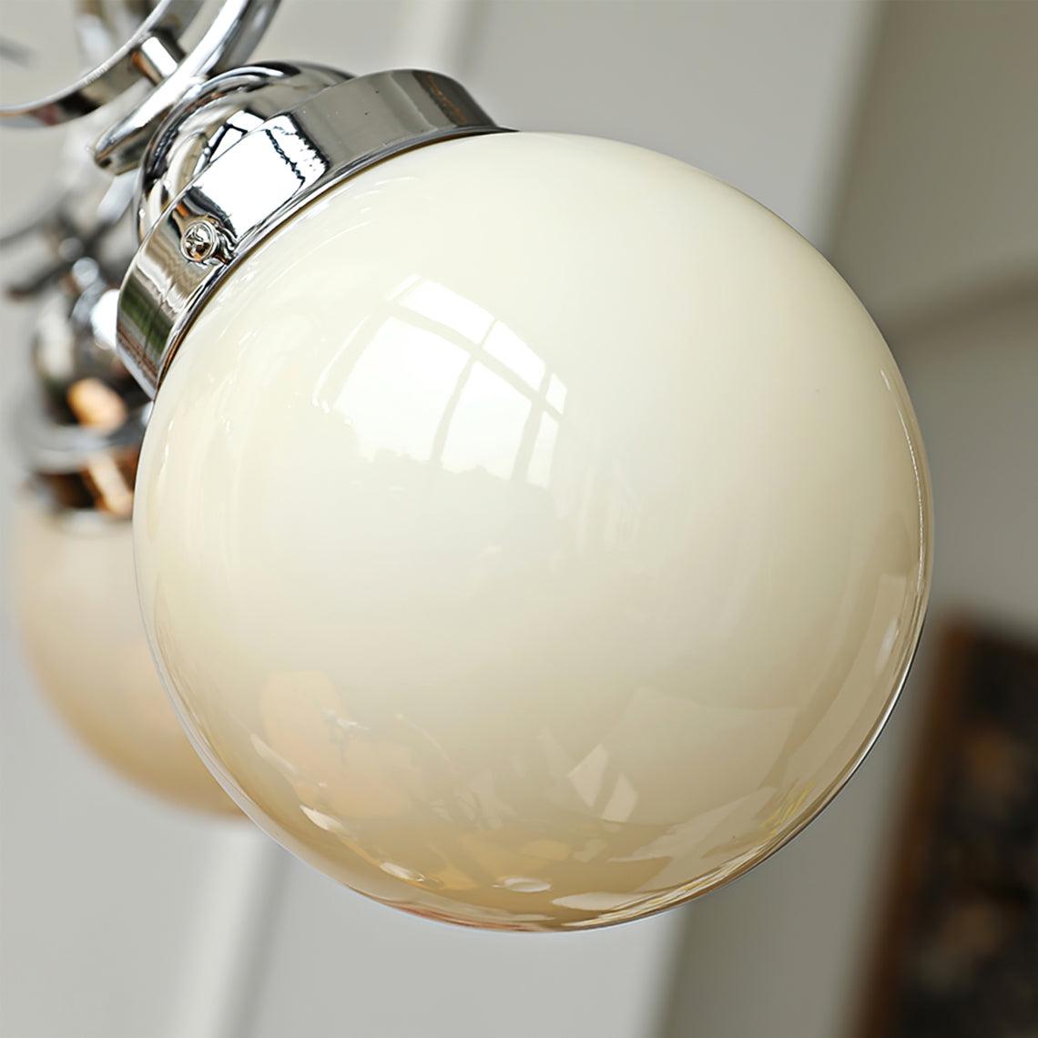 Kotter Cream Chandelier Satin Nickel Curved Arms Sculptural - Letslighting