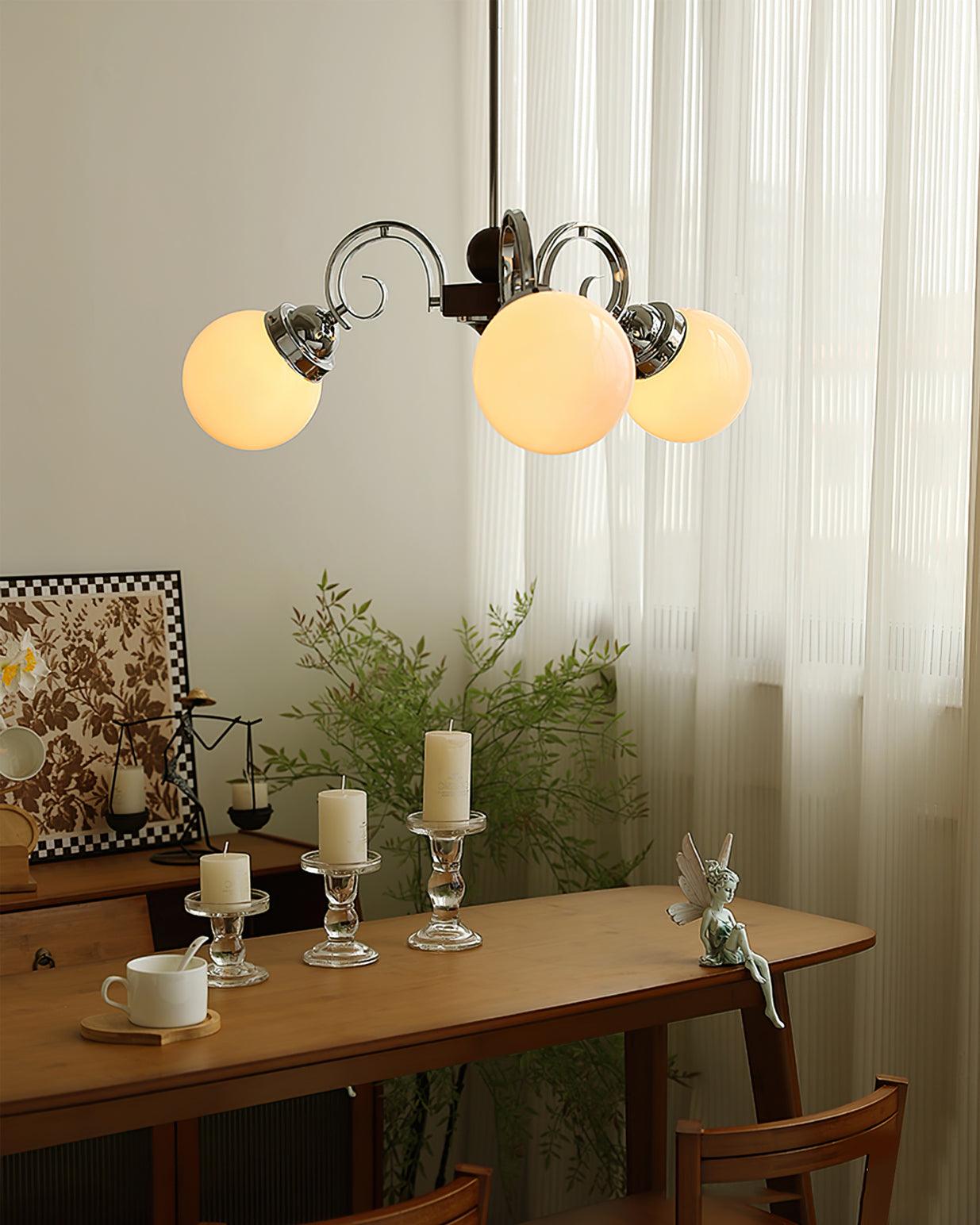 Kotter Chandelier Cream Satin Nickel Modern - Letslighting