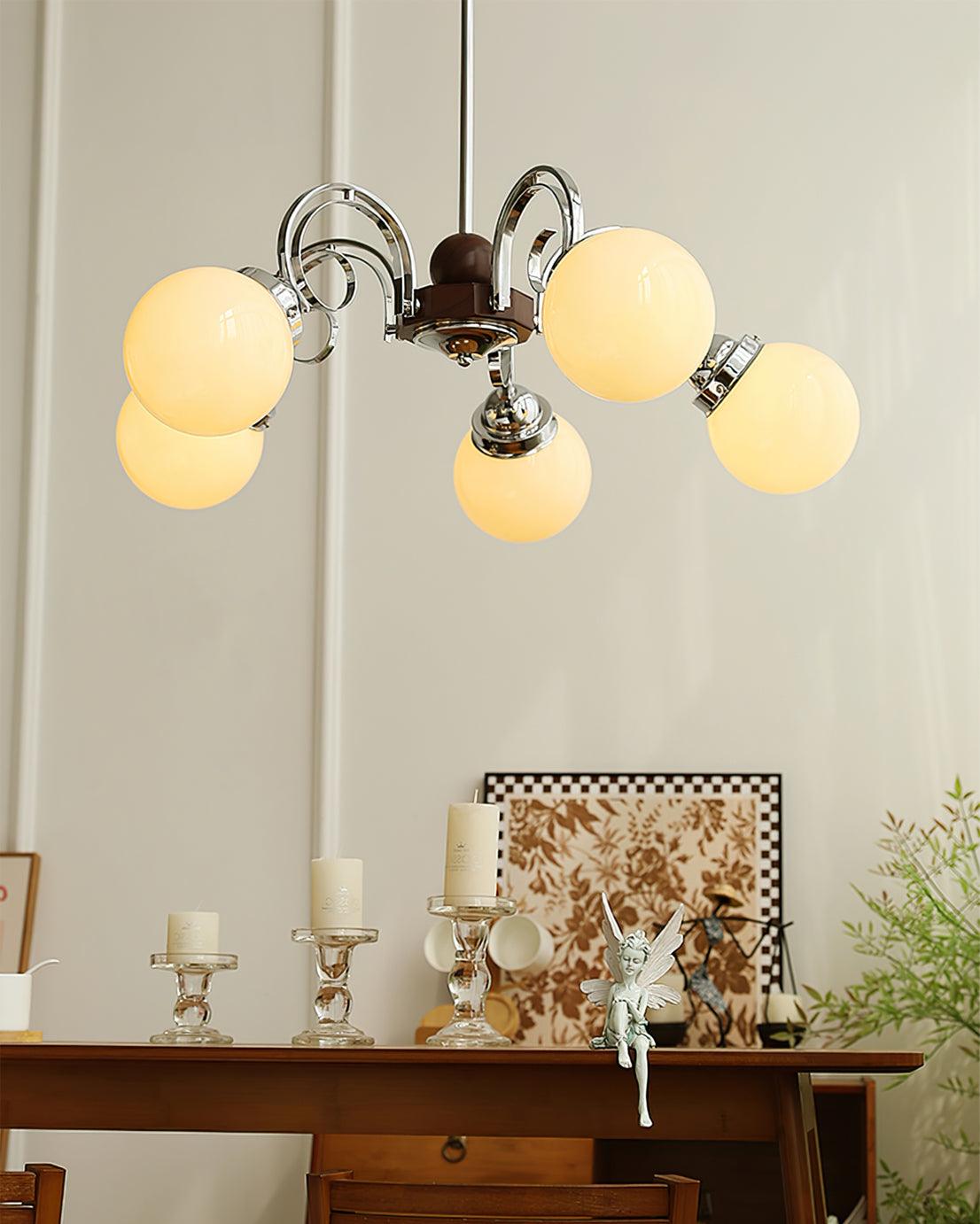 Kotter Chandelier Cream Satin Nickel Modern - Letslighting