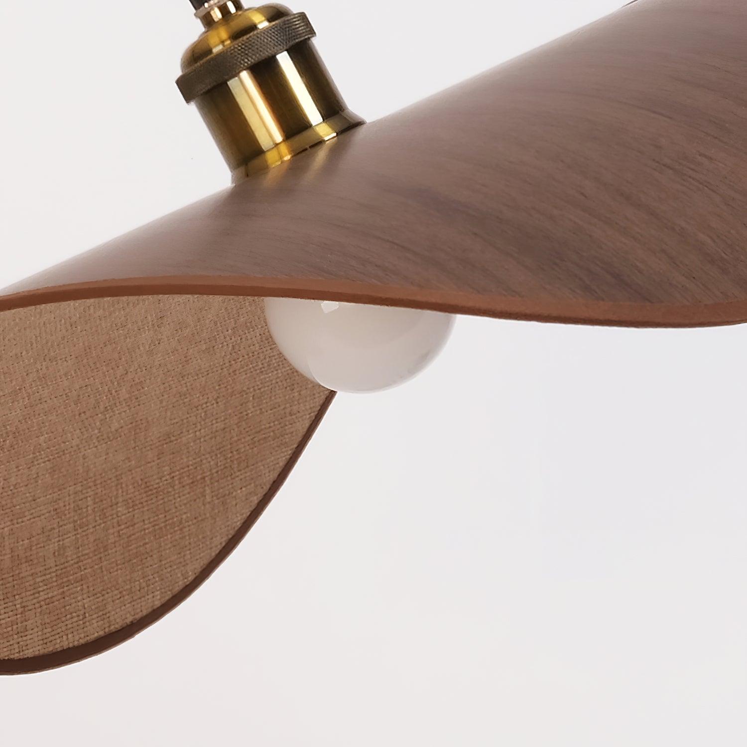 Pendant Lamp Linen Fabric Shade Wood Organic Sculptural - Letslighting