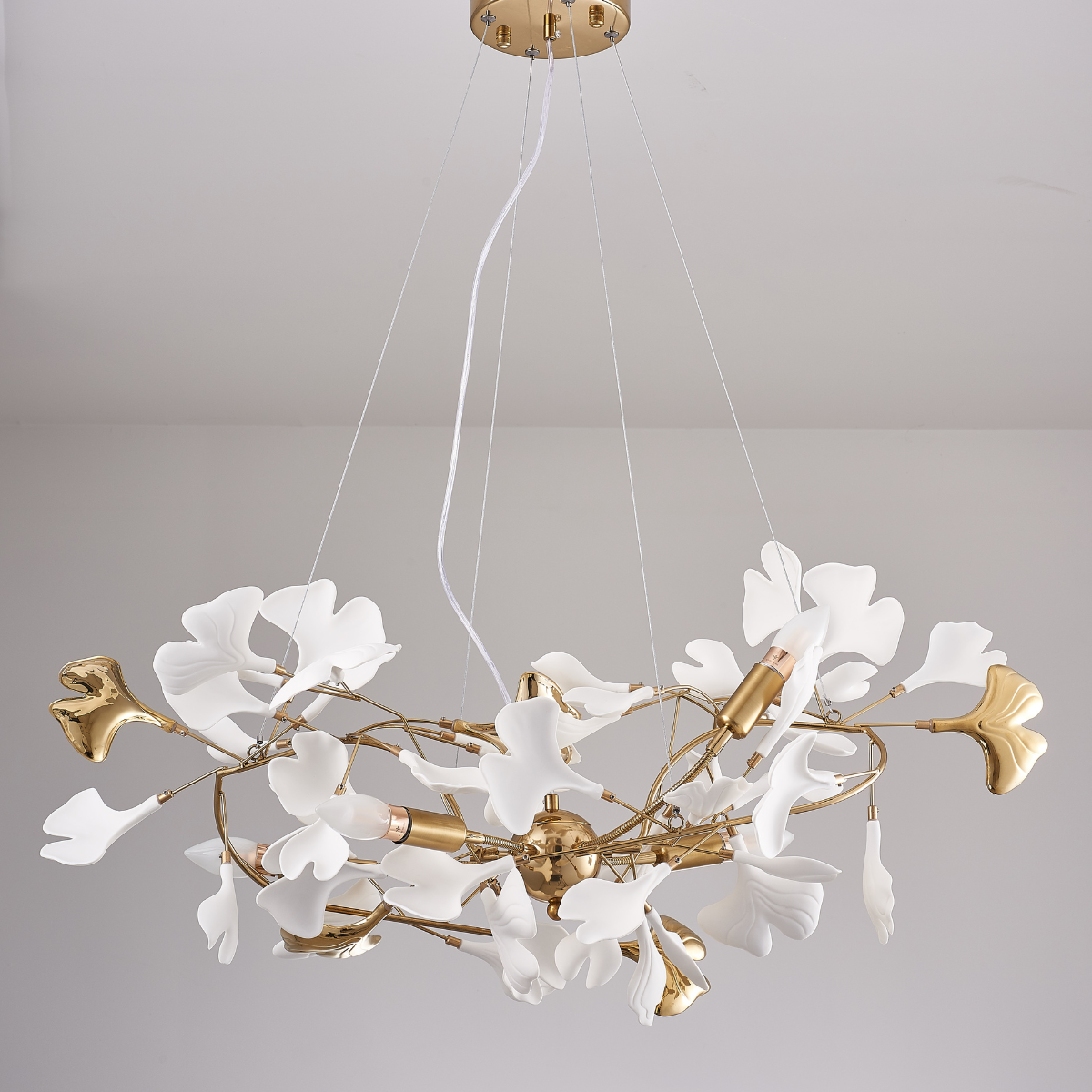Olivia Gildglow Luxury Ceramic Chandelier Large Foyer Gingko Leaf Living Room - Letslighting