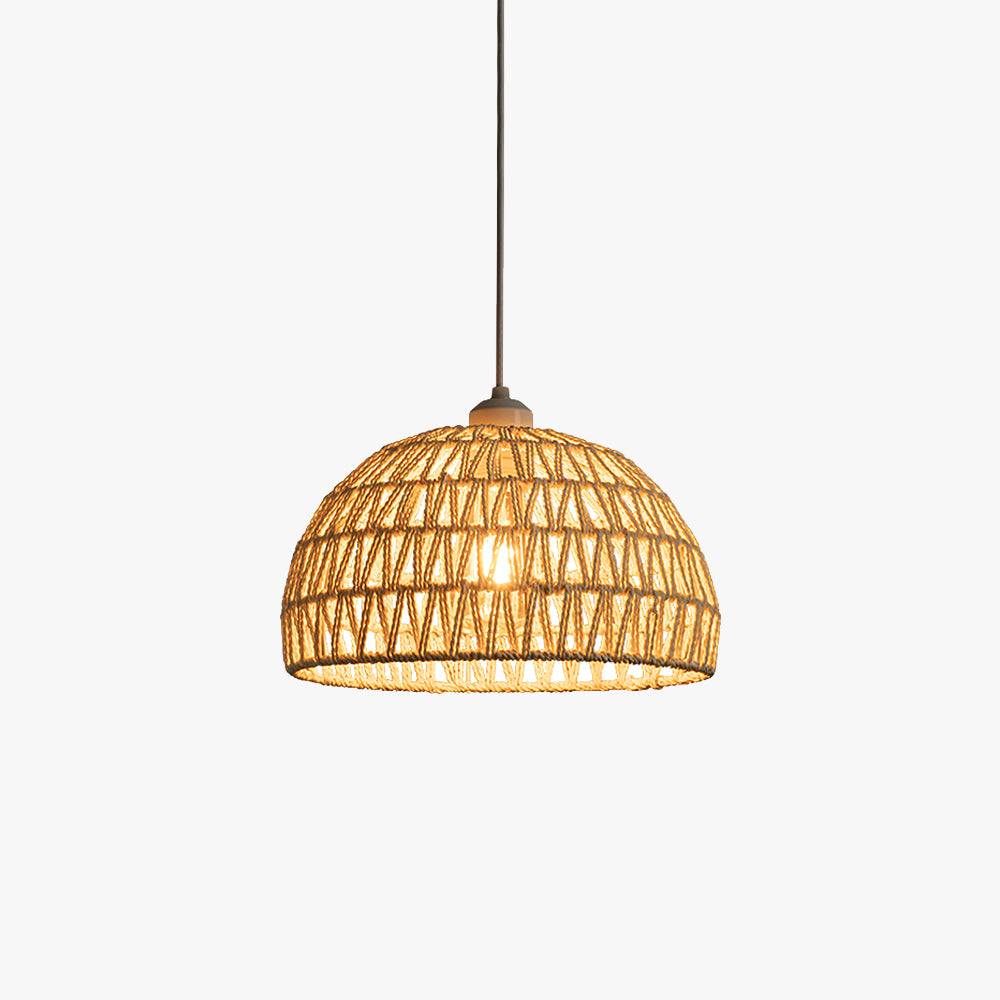 Ritta Retro LED Pendant Light Wood Rattan Bedroom Restaurant