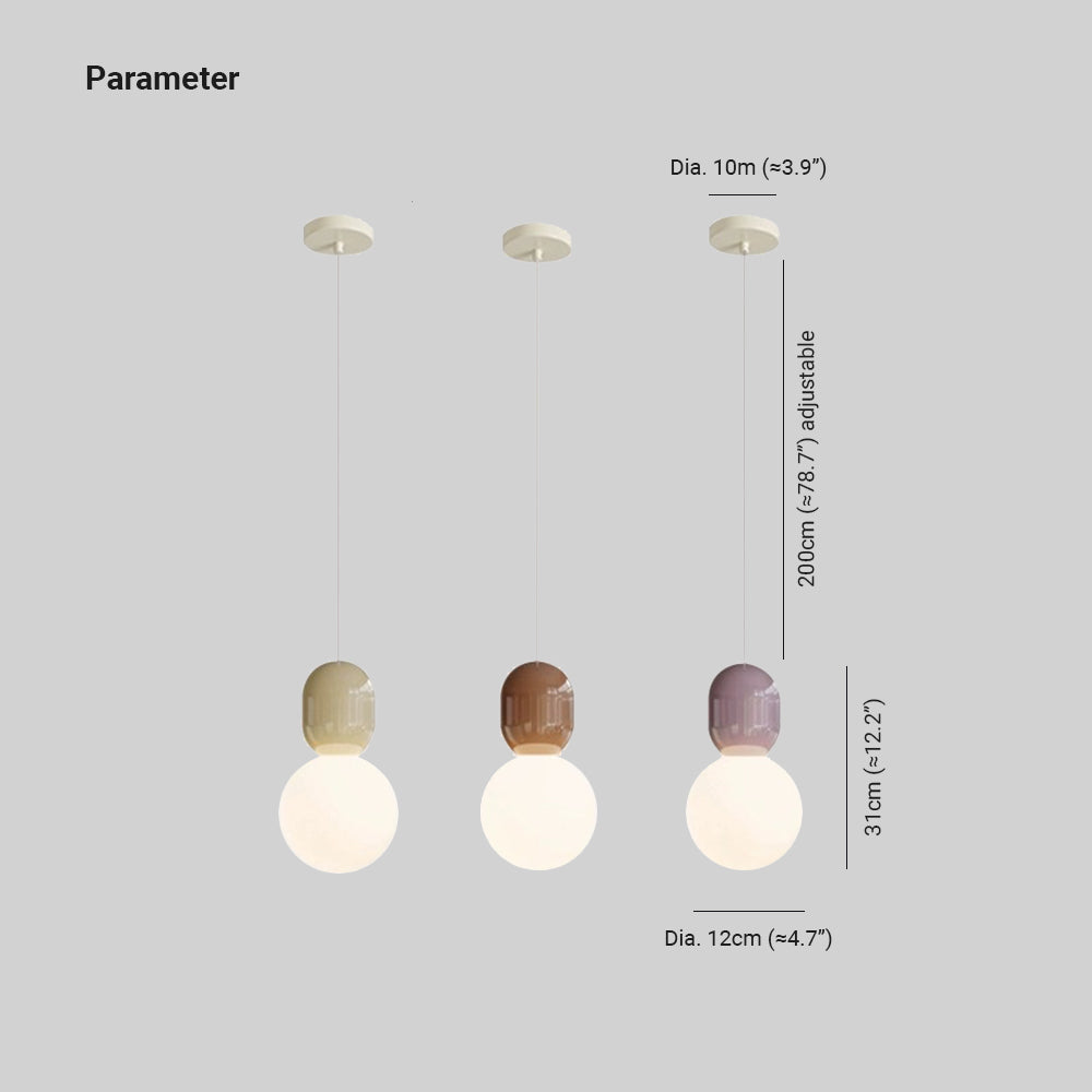 Valentina Modern Minimalist Spherical Glass Metal Pendant Light Multicolor