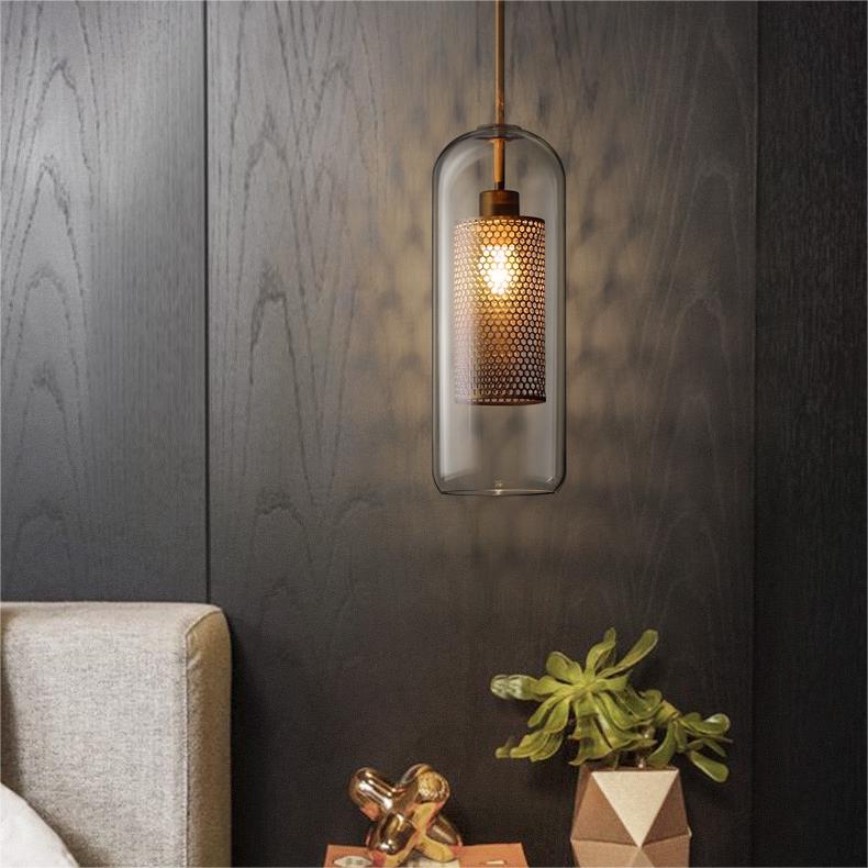 Arisha Contemporary Golden Pendant Light, Metal/Glass, Globe/Cylindric