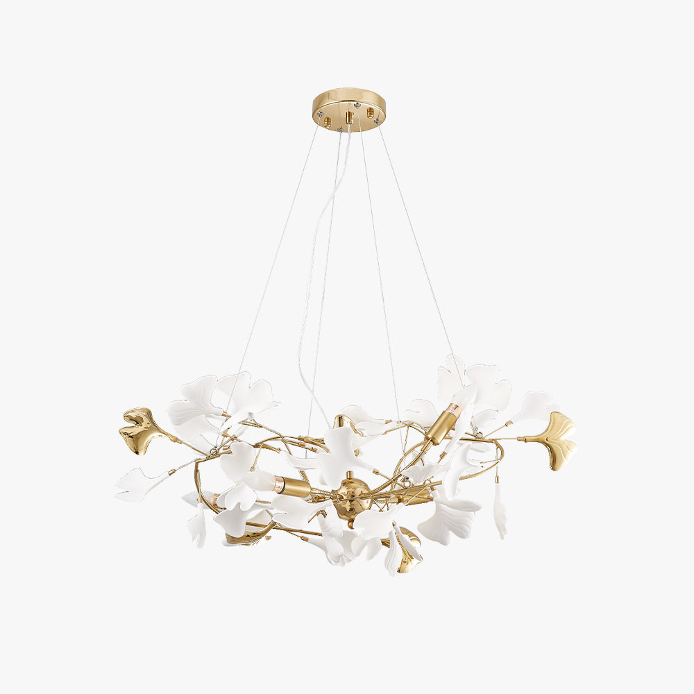 Olivia Gildglow Luxury Ceramic Chandelier Large Foyer Gingko Leaf Living Room - Letslighting