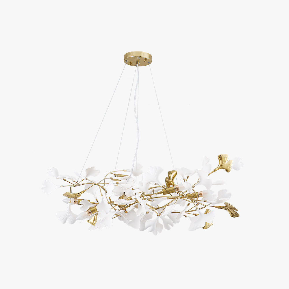 Olivia Gildglow Luxury Ceramic Chandelier Large Foyer Gingko Leaf Living Room - Letslighting