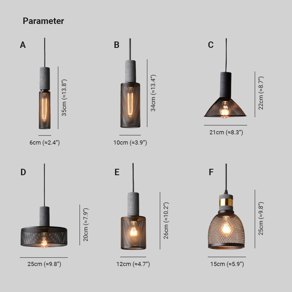Arisha Industrial Cylindrical Pendant Light, Cement Wabi-Sabi - Letslighting