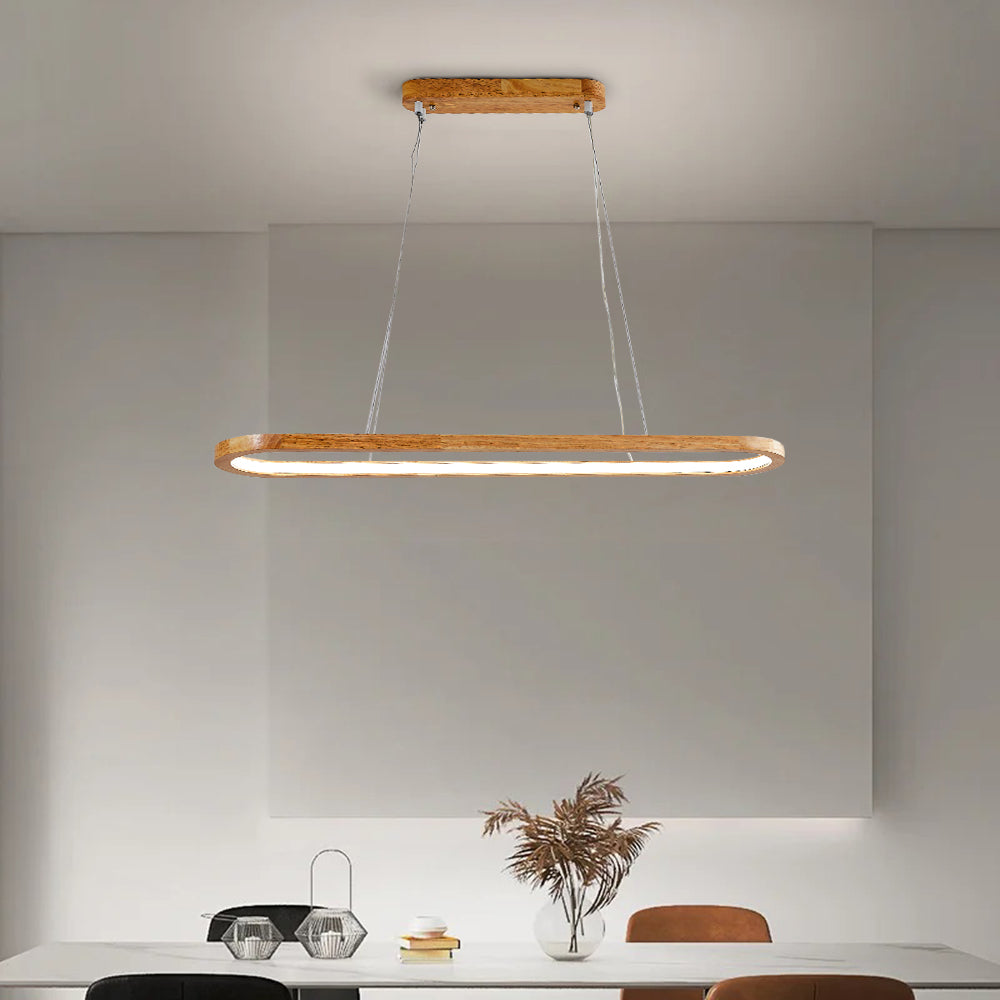 Muto Oval Wooden Pendant Light Dining Room - Letslighting