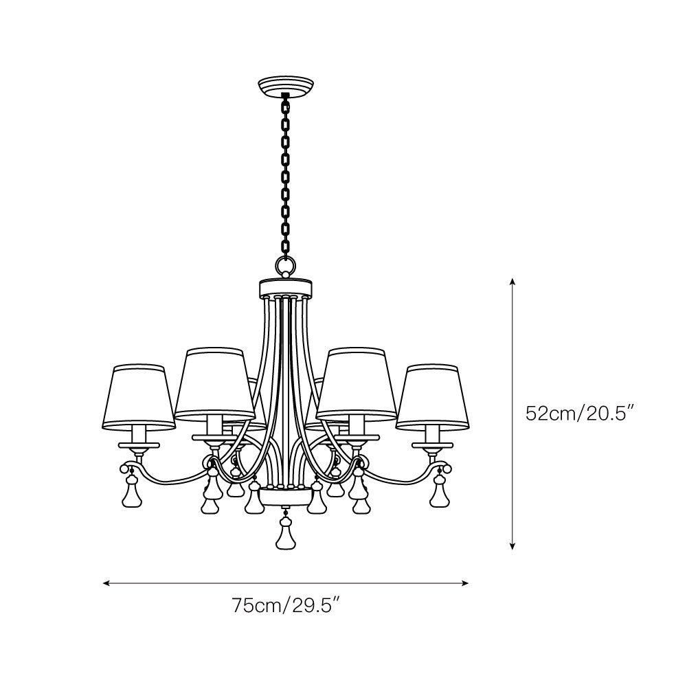 Lyvenisra Vintage Industrial Pointe Brass Fabric Crystal Chandelier - Letslighting