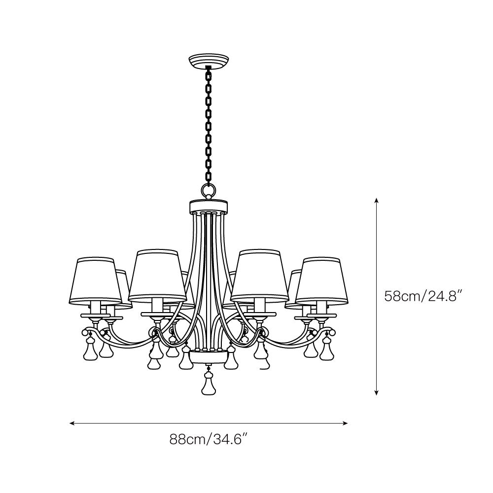 Lyvenisra Vintage Industrial Pointe Brass Fabric Crystal Chandelier - Letslighting