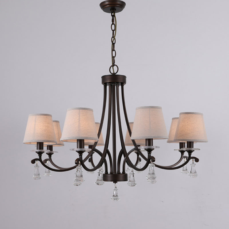 Lyvenisra Vintage Industrial Pointe Brass Fabric Crystal Chandelier - Letslighting