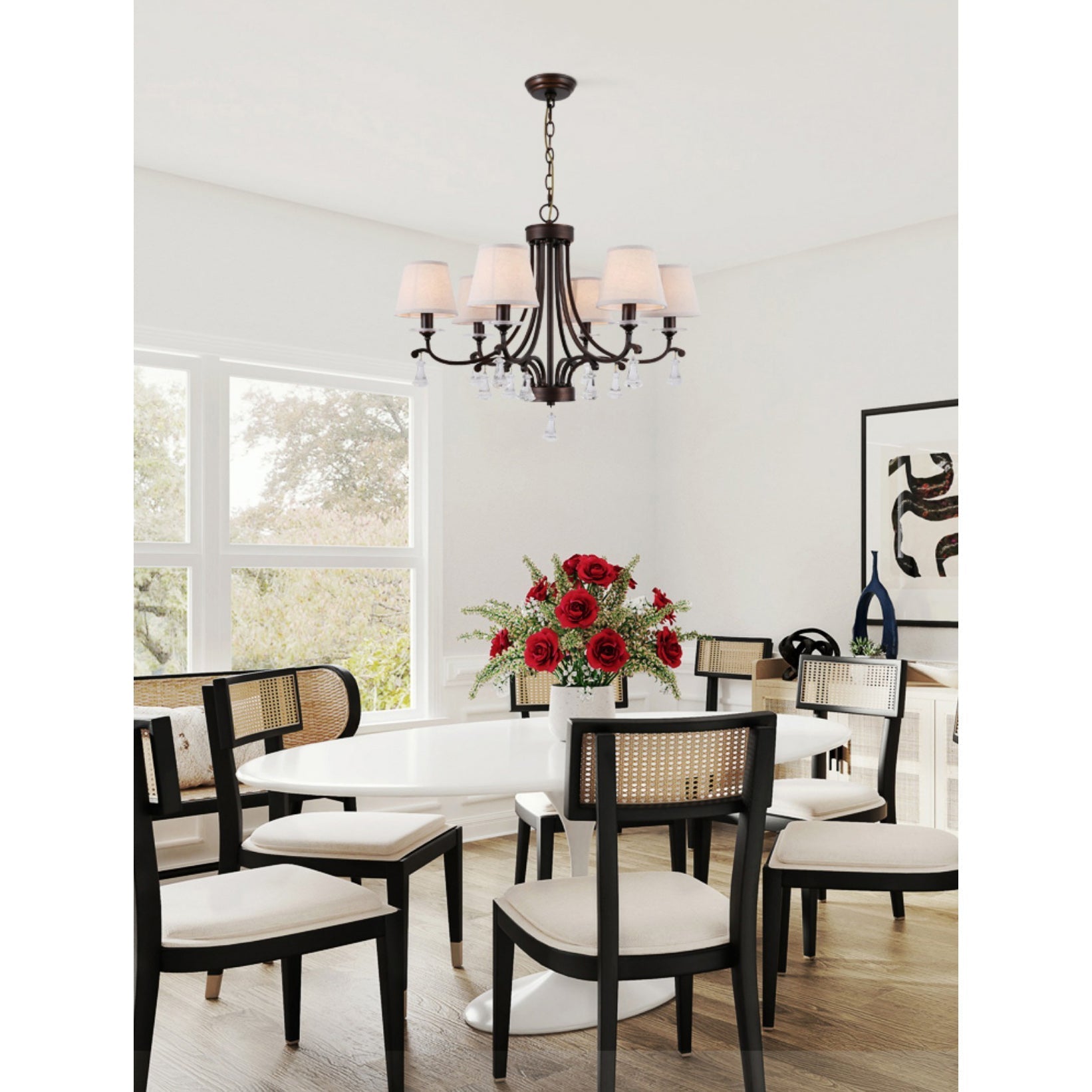 Lyvenisra Vintage Industrial Pointe Brass Fabric Crystal Chandelier - Letslighting