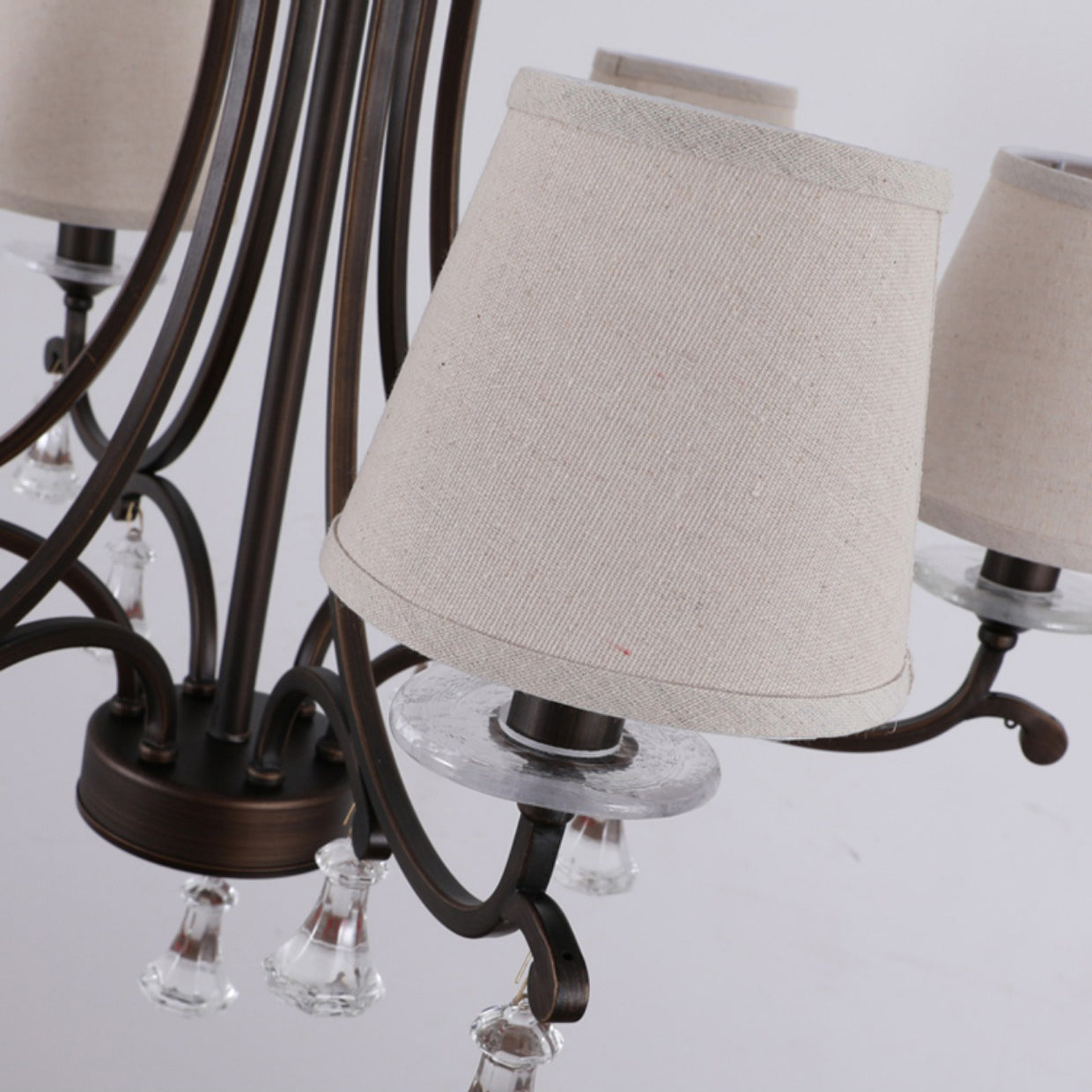 Lyvenisra Vintage Industrial Pointe Brass Fabric Crystal Chandelier - Letslighting