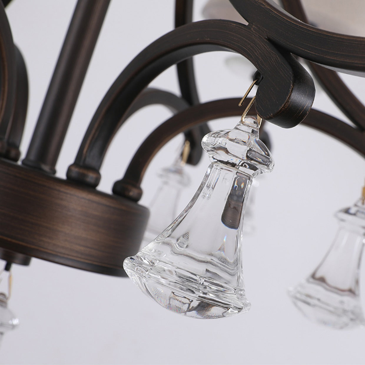 Lyvenisra Vintage Industrial Pointe Brass Fabric Crystal Chandelier - Letslighting