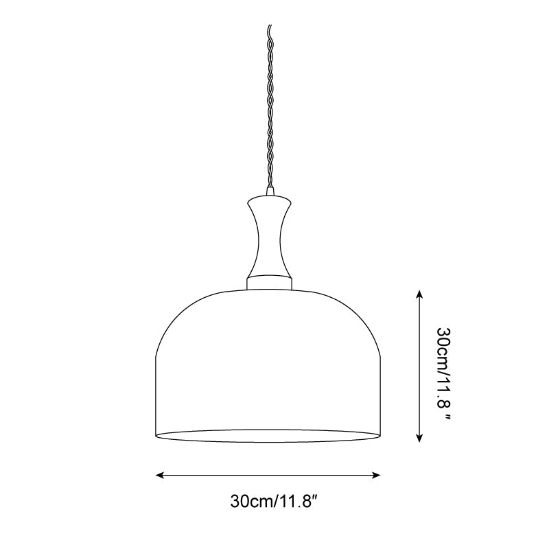 Lacey Pendant Lamp Glass with Amber Dome & Wood Neck - Letslighting