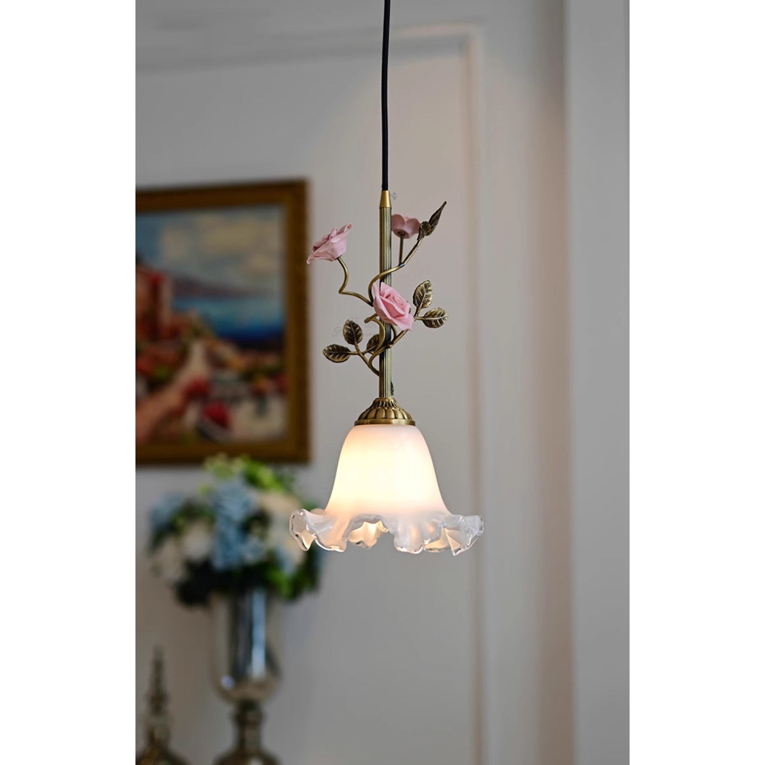 Ilsoris Individual Creativity Rose Glass Ceramic Pendant Lamp - Letslighting
