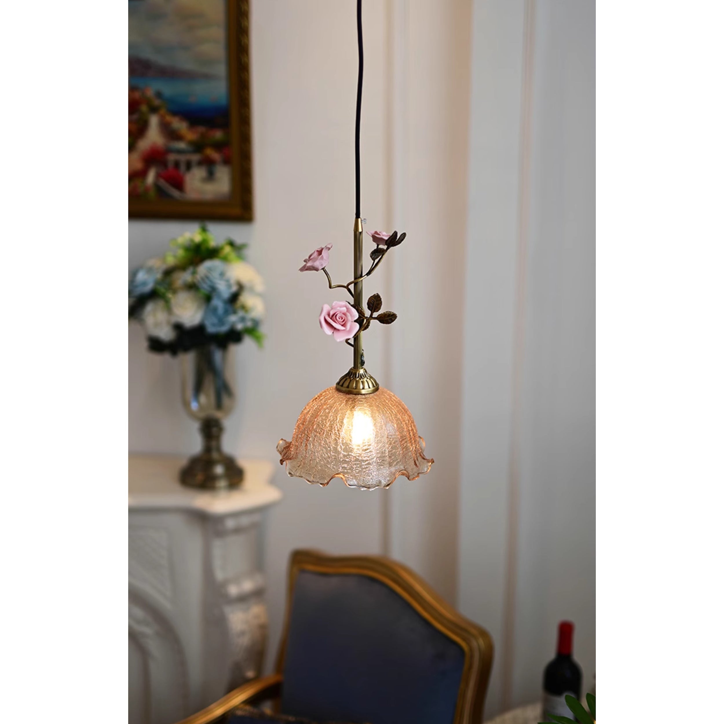 Ilsoris Individual Creativity Rose Glass Ceramic Pendant Lamp - Letslighting