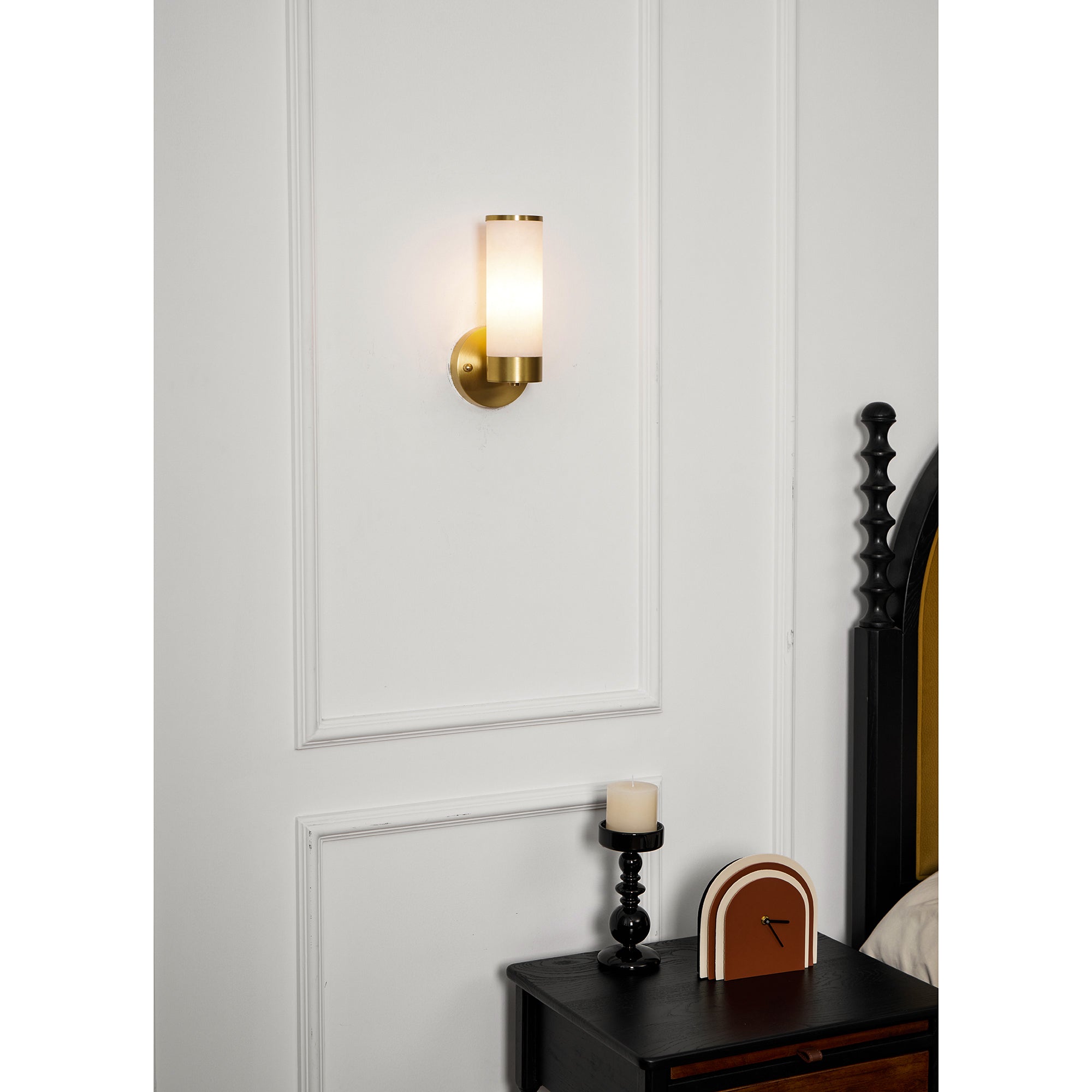 Olvynis Modern Minimalist Brass Alabaster Wall Lamp - Letslighting