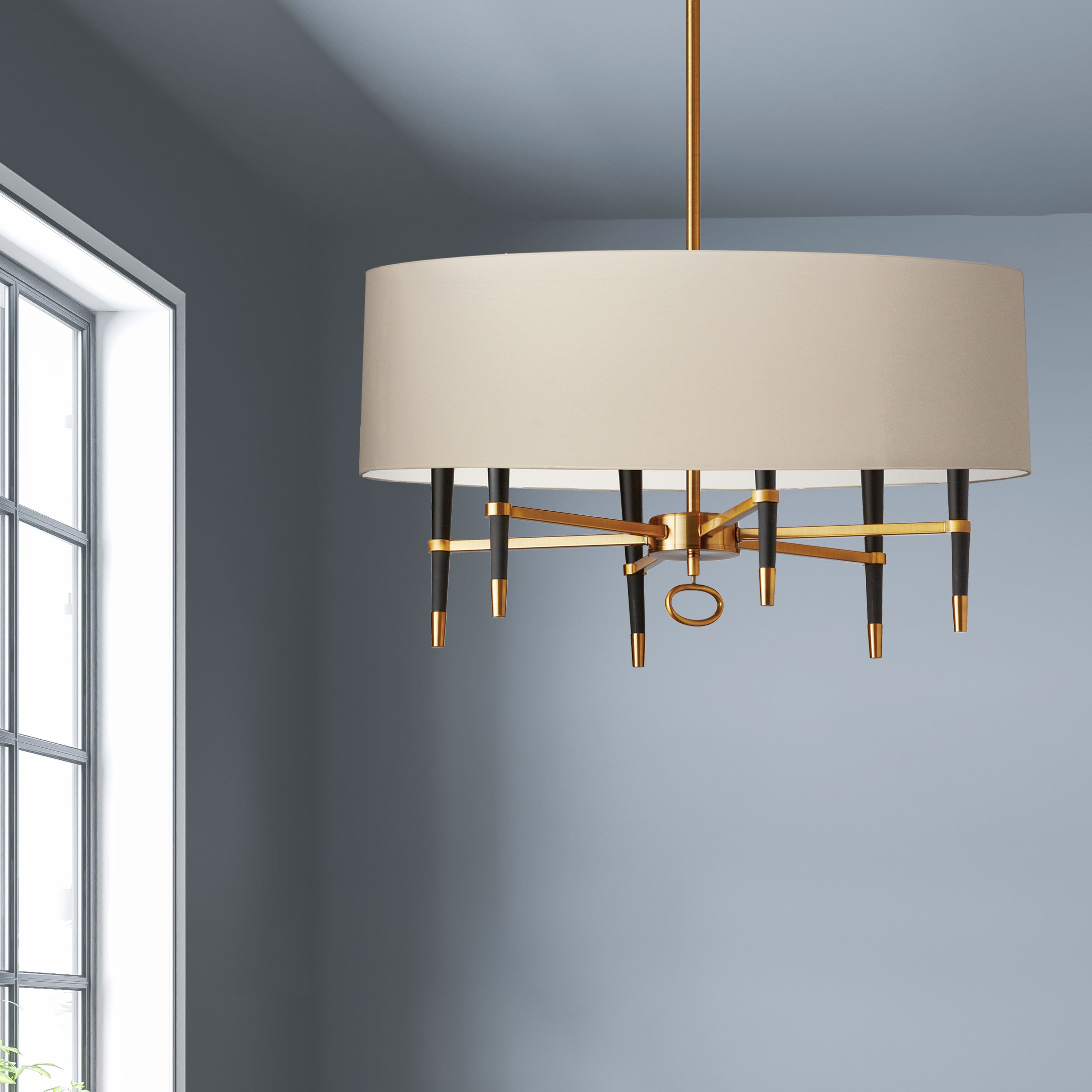 Veshaa Elegance Vintage Brass Fabric Chandelier - Letslighting