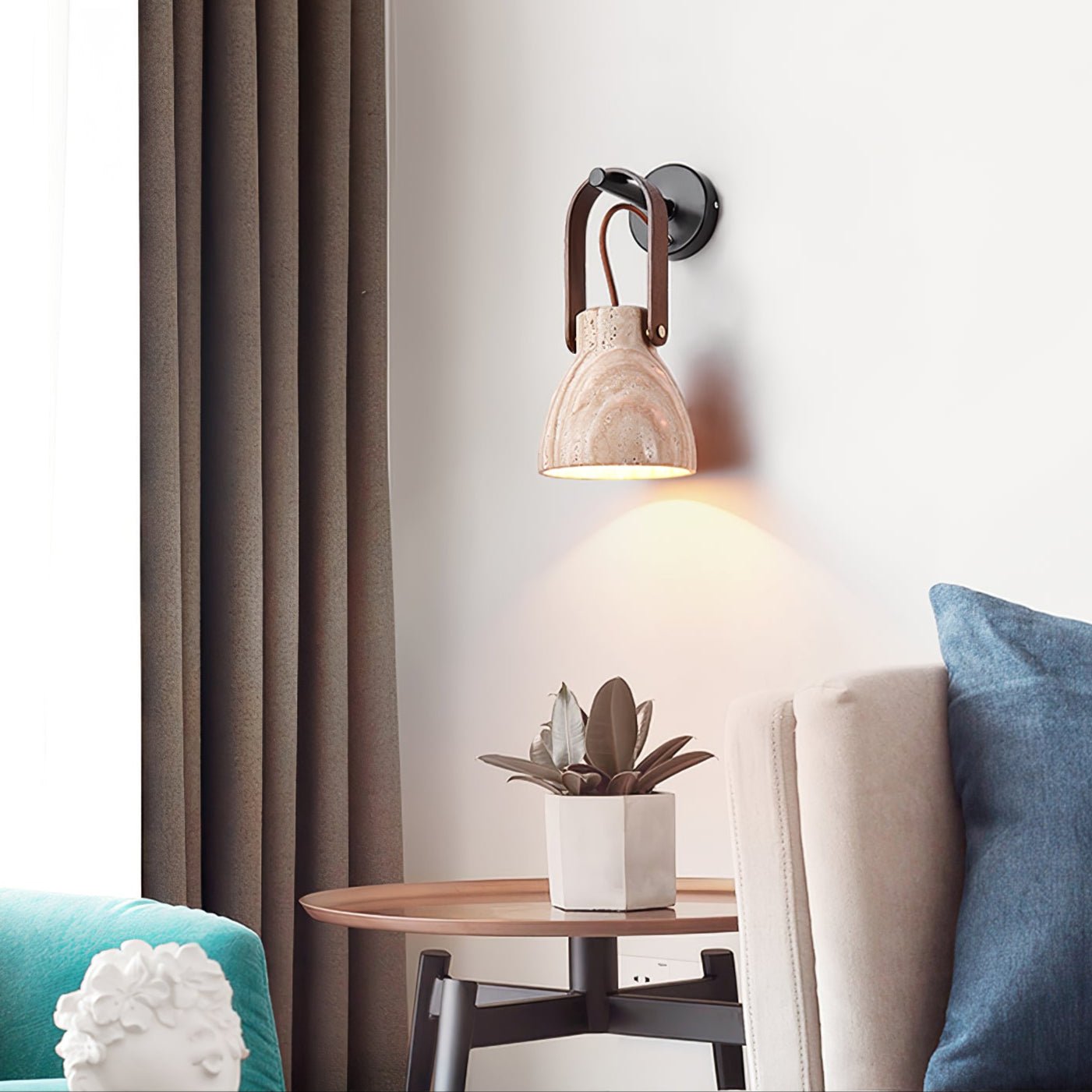 Travertine Lantern Wall Light