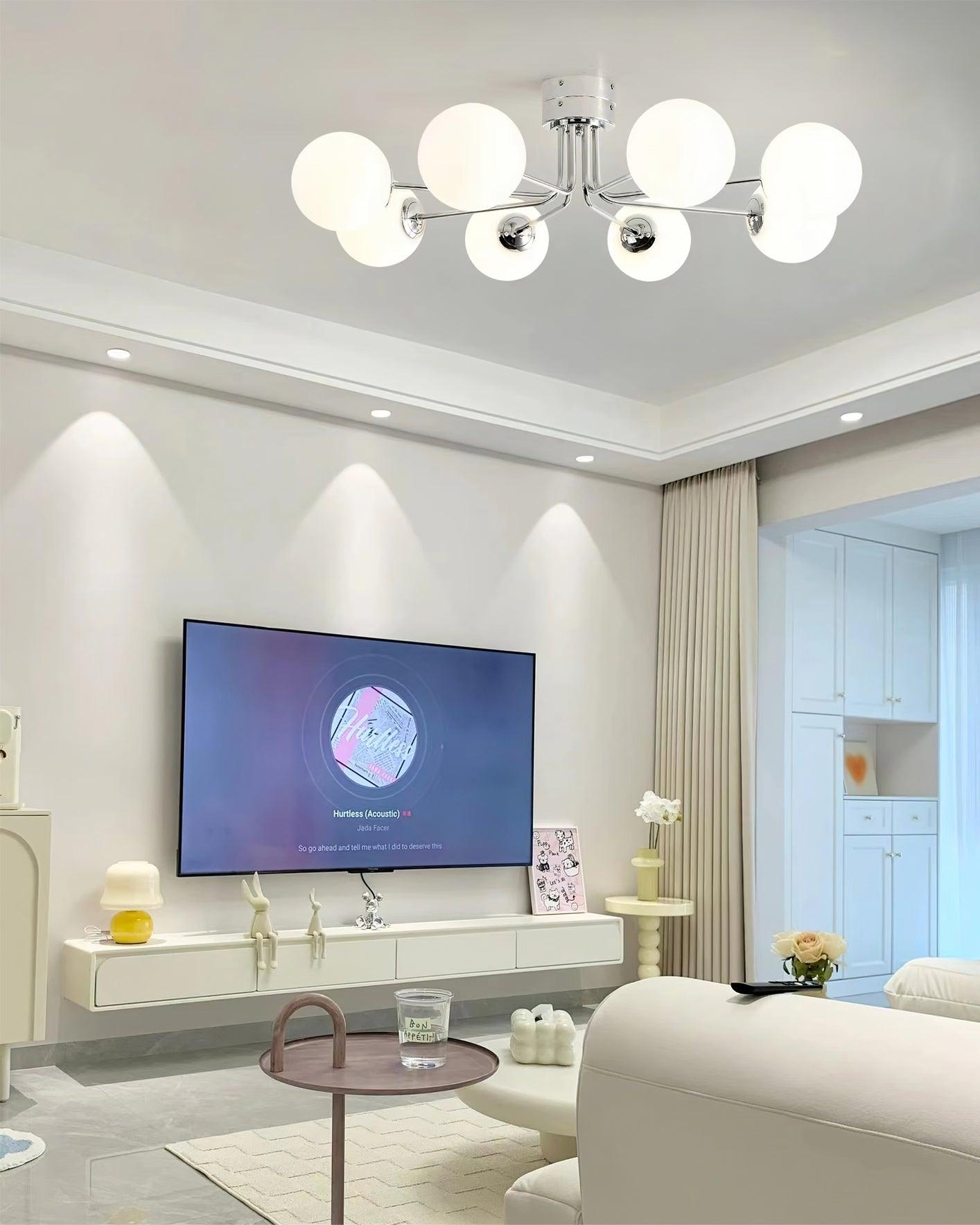 Lustra Ceiling Lamp Gold White Globe - Letslighting