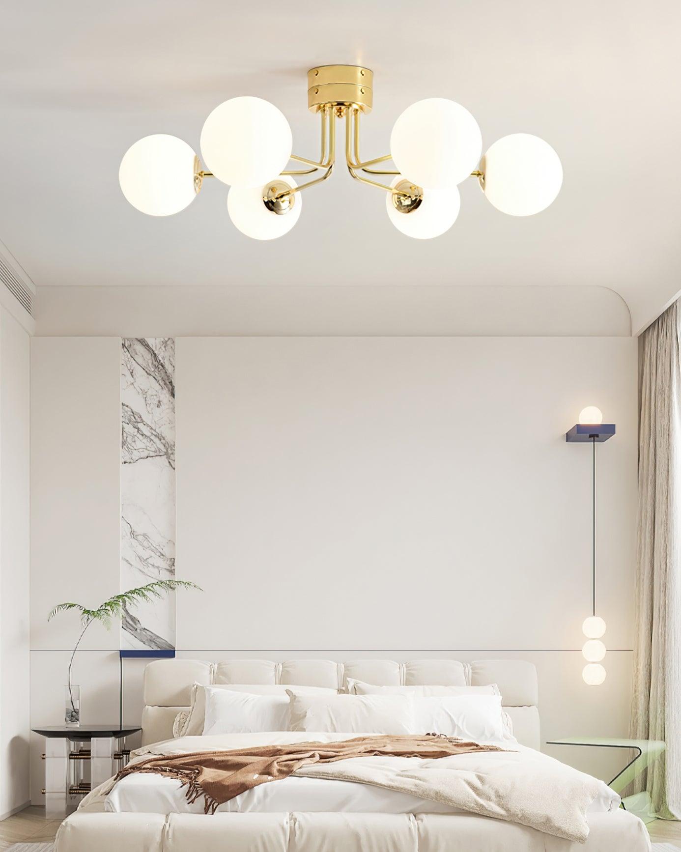 Lustra Ceiling Lamp Gold White Globe - Letslighting