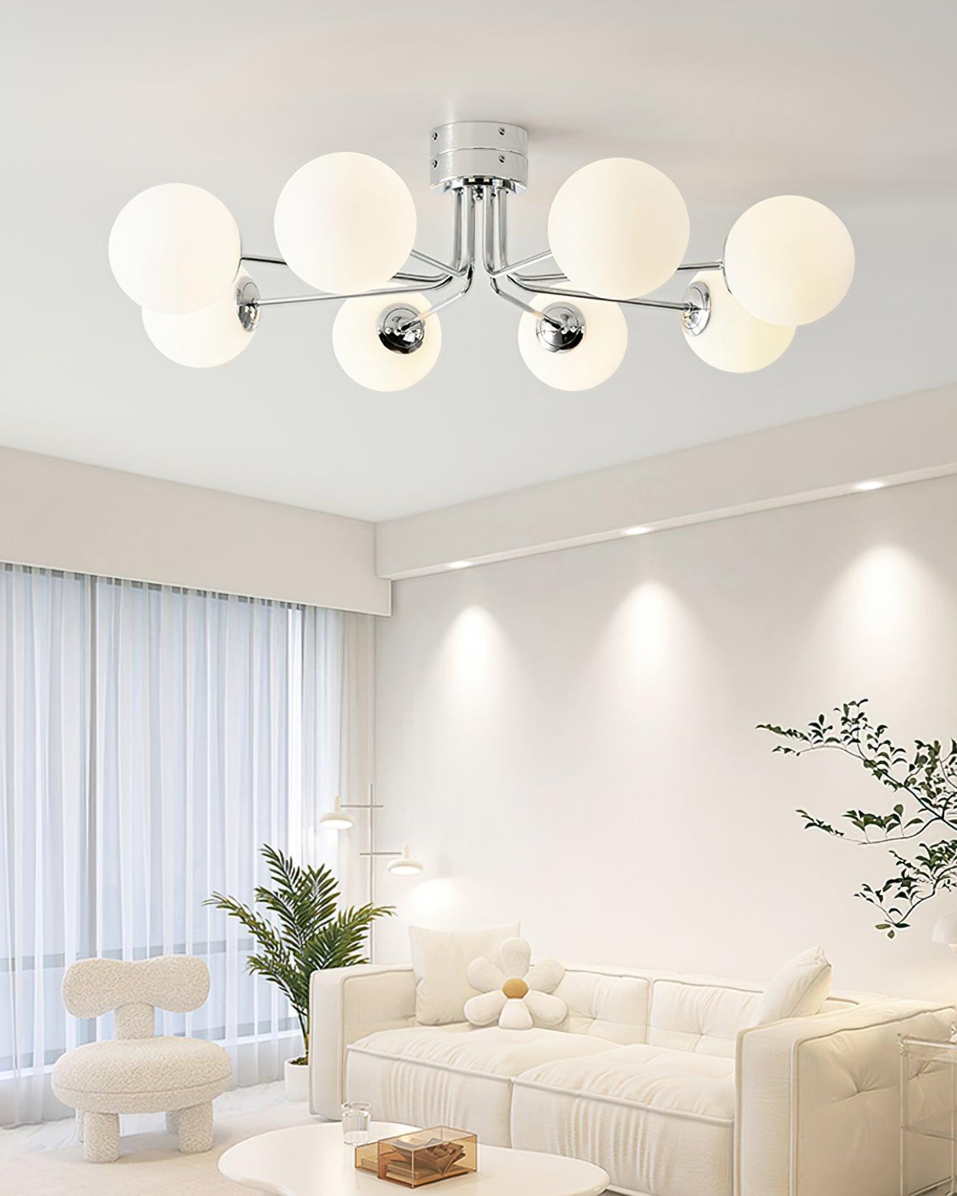 Lustra Ceiling Lamp Gold White Globe - Letslighting