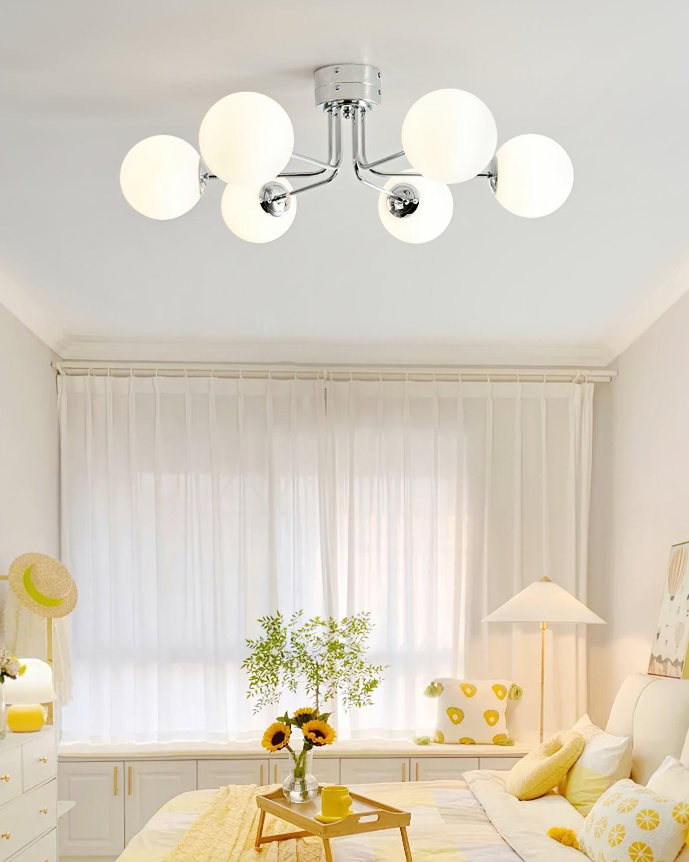 Lustra Ceiling Lamp Gold White Globe - Letslighting