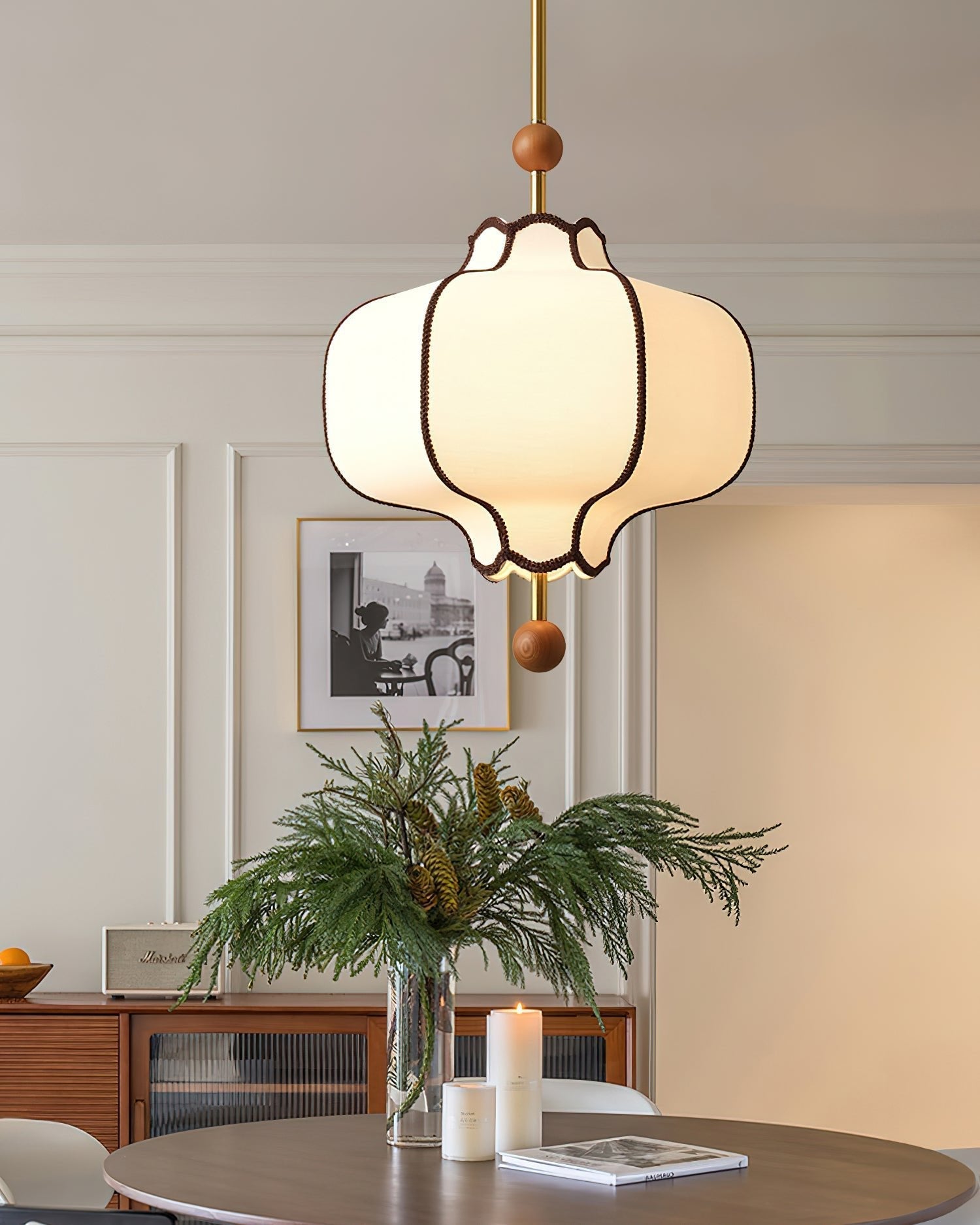 Lustra Pendant Light Lantern Fabric for Living Room - Letslighting