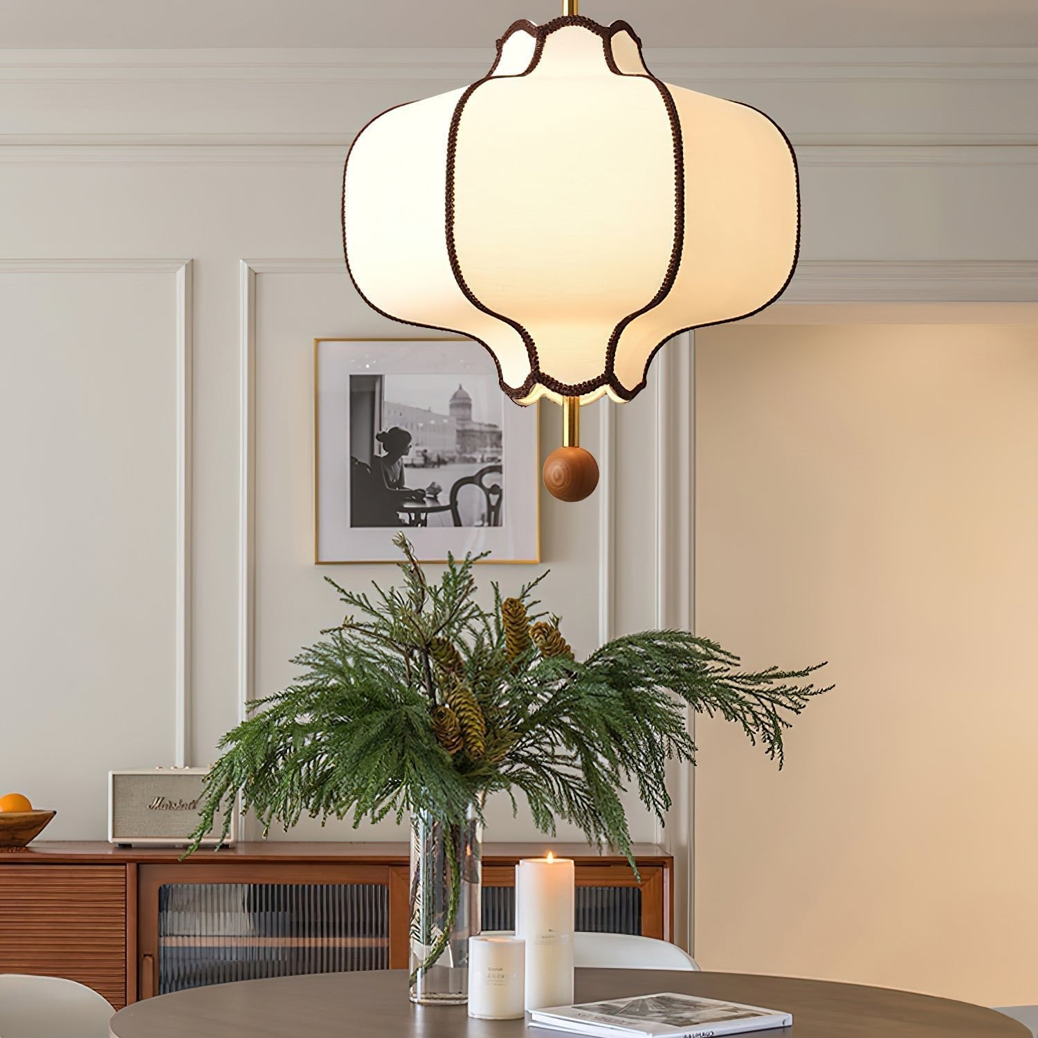 Lustra Pendant Light Lantern Fabric for Living Room - Letslighting