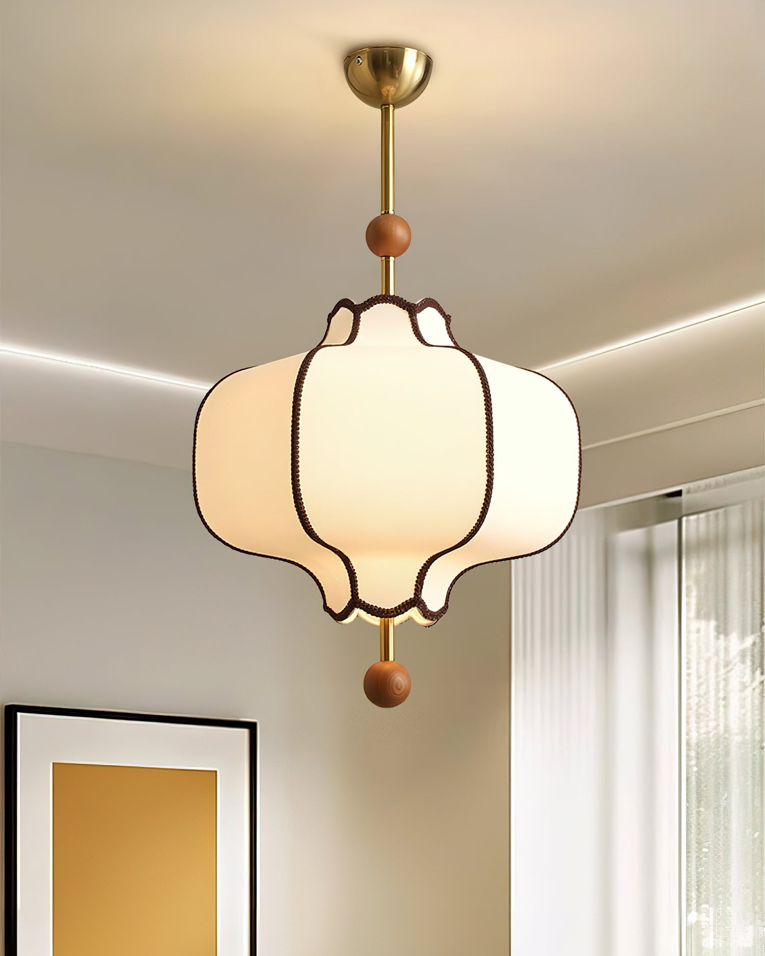 Lustra Pendant Light Lantern Fabric for Living Room - Letslighting