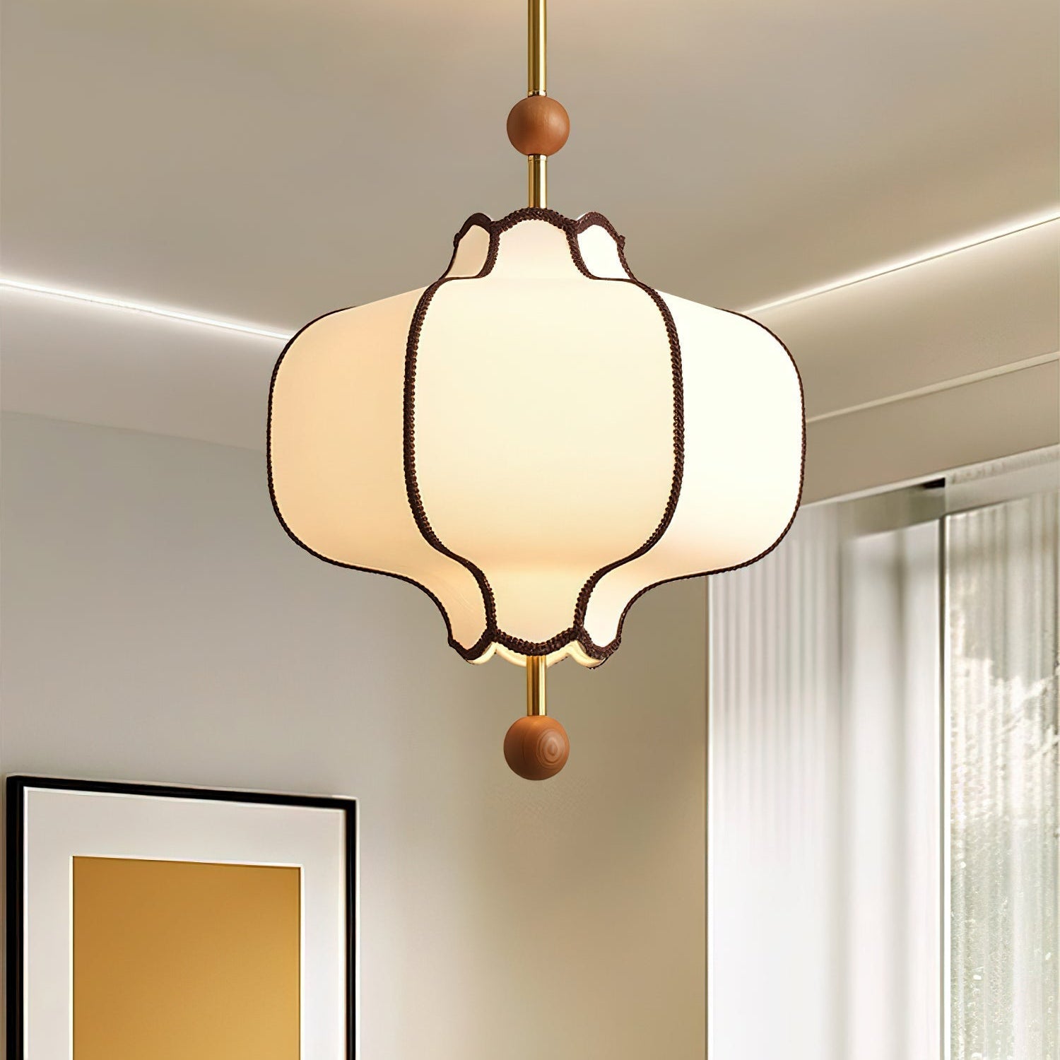 Lustra Pendant Light Lantern Fabric for Living Room - Letslighting