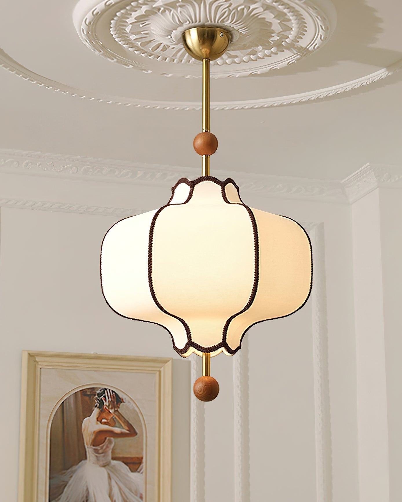 Lustra Pendant Light Lantern Fabric for Living Room - Letslighting