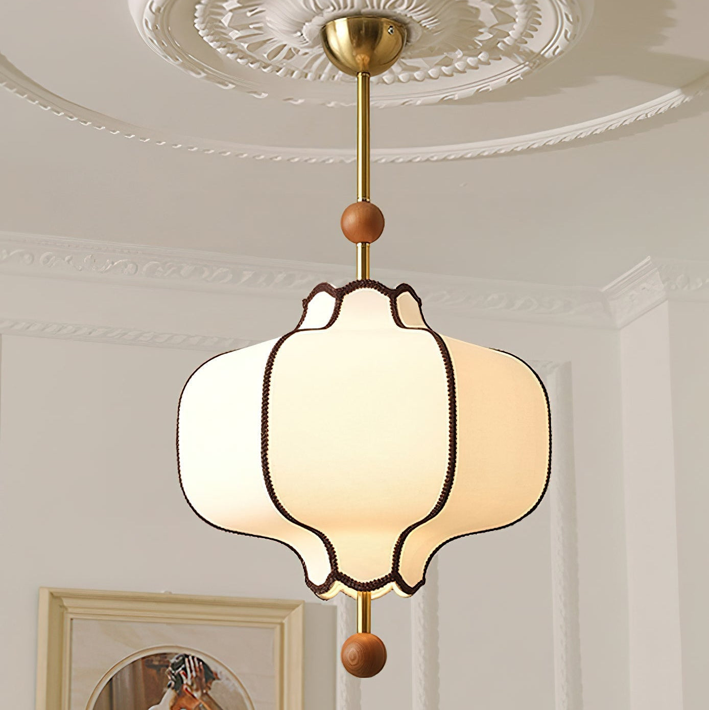 Lustra Pendant Light Lantern Fabric for Living Room - Letslighting