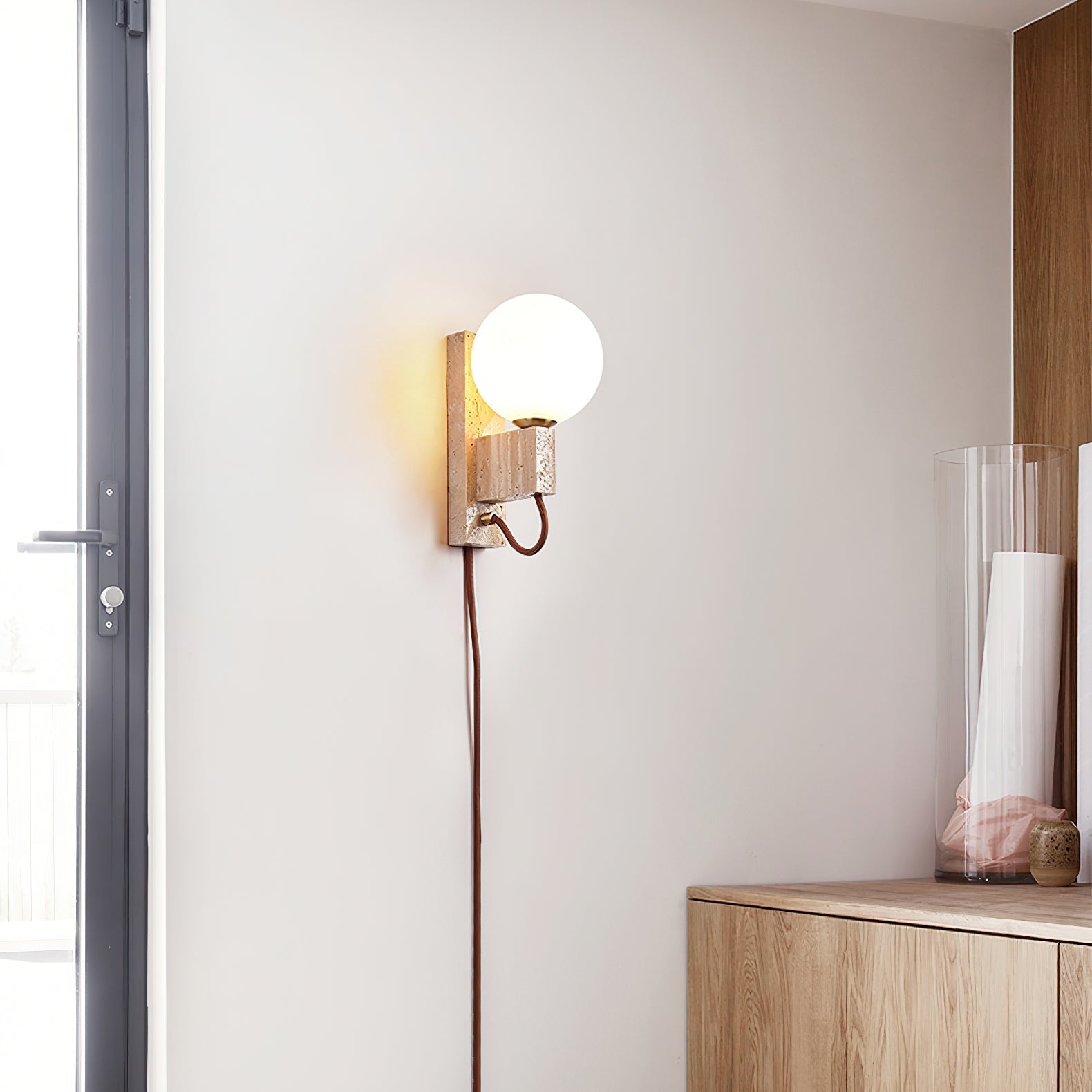 Avirae Globe-Travertine Cute Wall Light - Letslighting