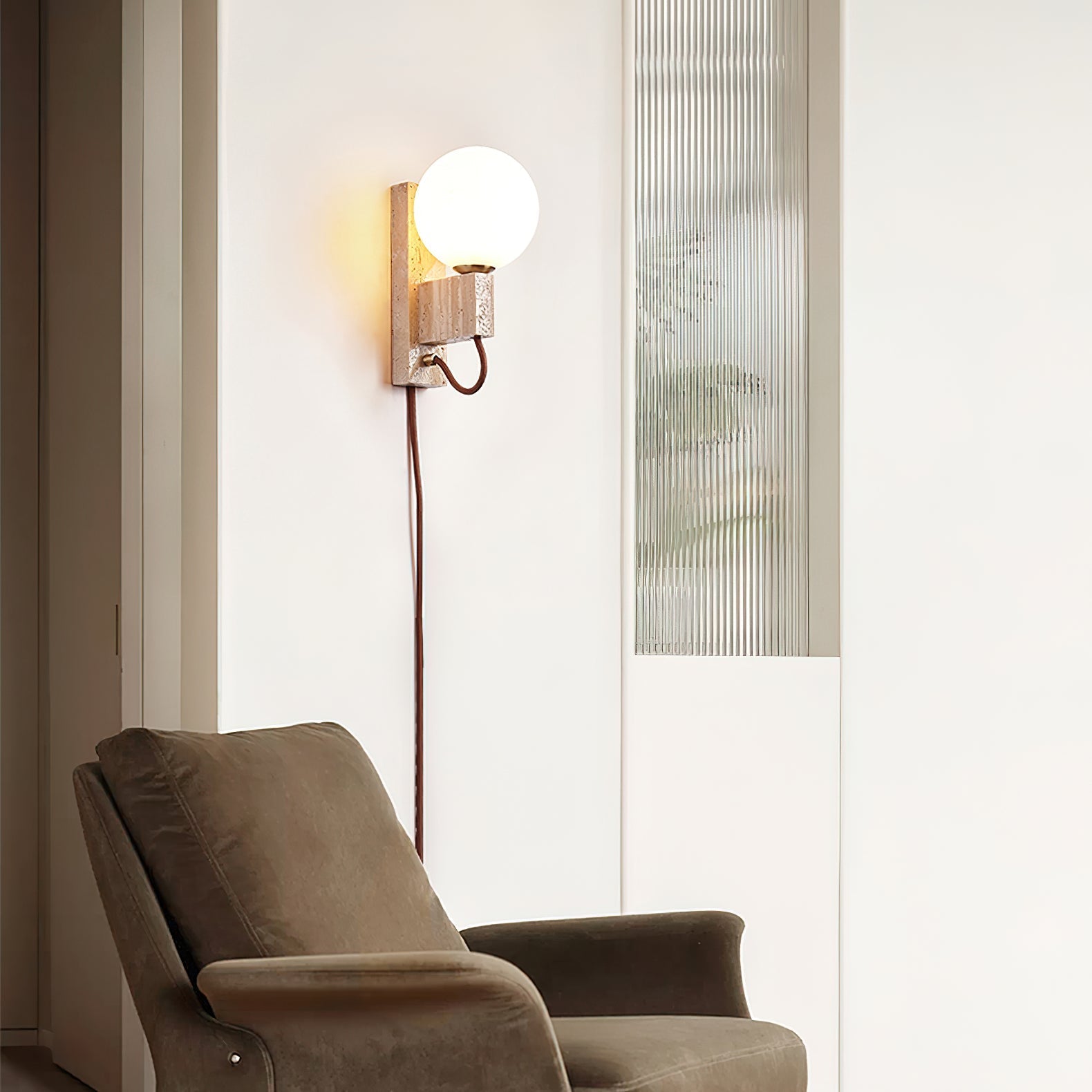 Avirae Globe-Travertine Cute Wall Light - Letslighting