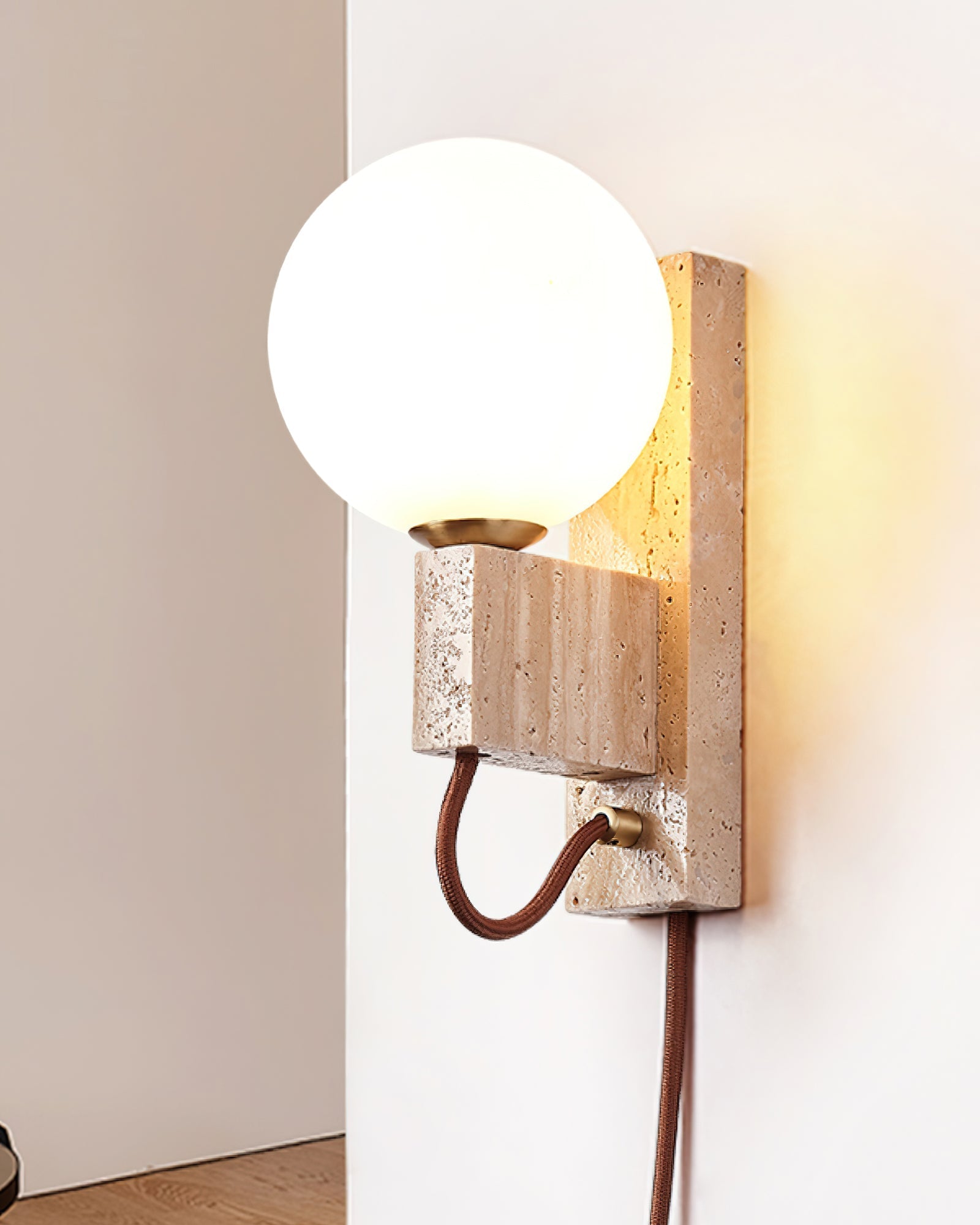 Avirae Globe-Travertine Cute Wall Light - Letslighting