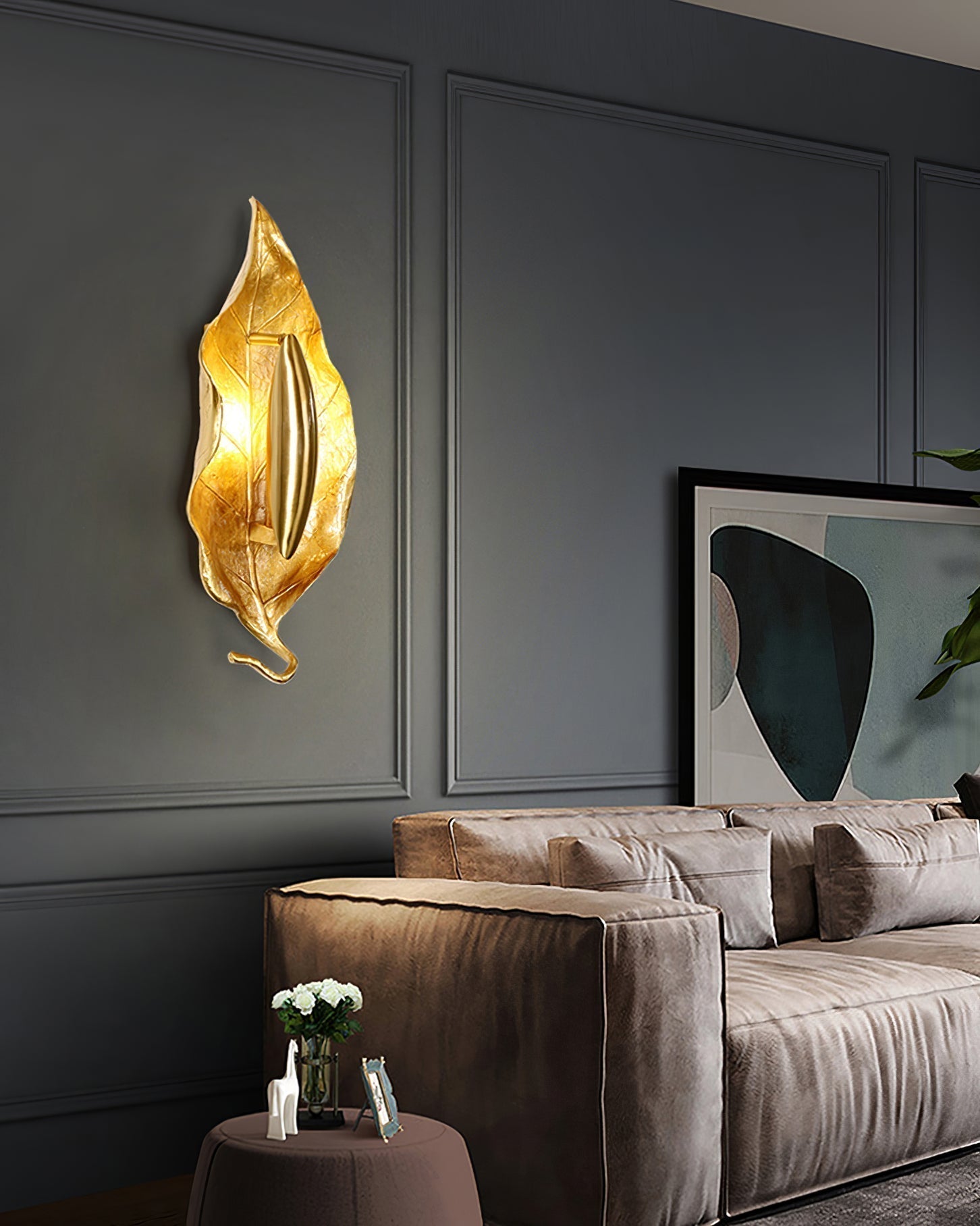 Evraee Nordic Art Leaf Brass Wall Lamp - Letslighting