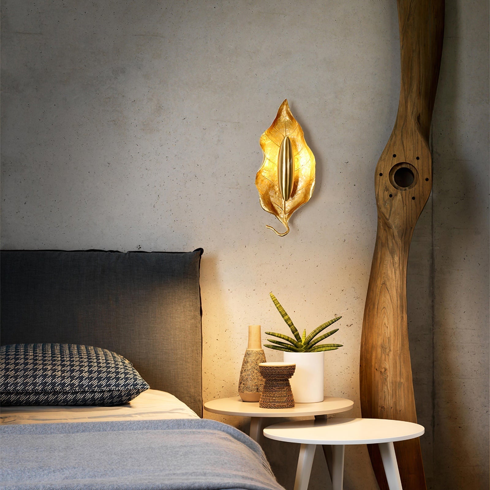 Evraee Nordic Art Leaf Brass Wall Lamp - Letslighting