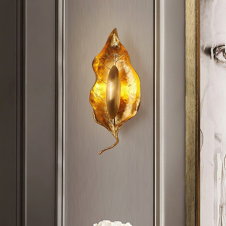 Evraee Nordic Art Leaf Brass Wall Lamp - Letslighting