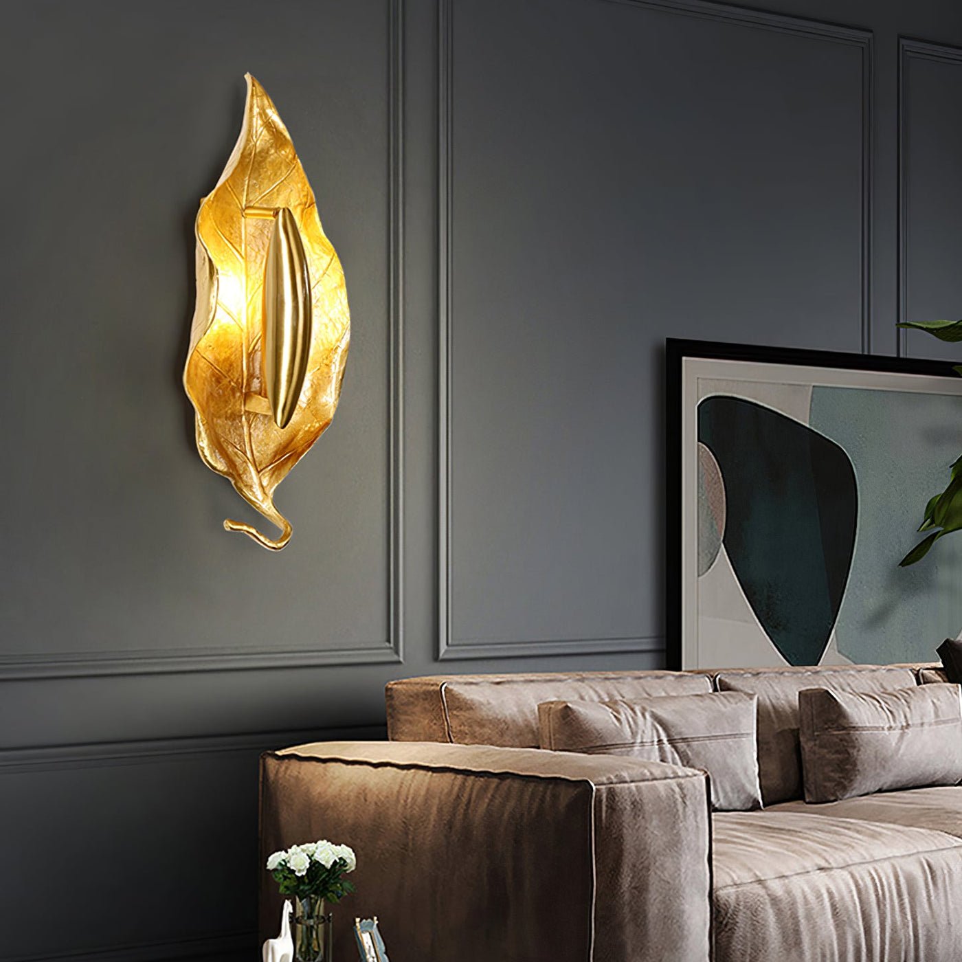 Evraee Nordic Art Leaf Brass Wall Lamp - Letslighting