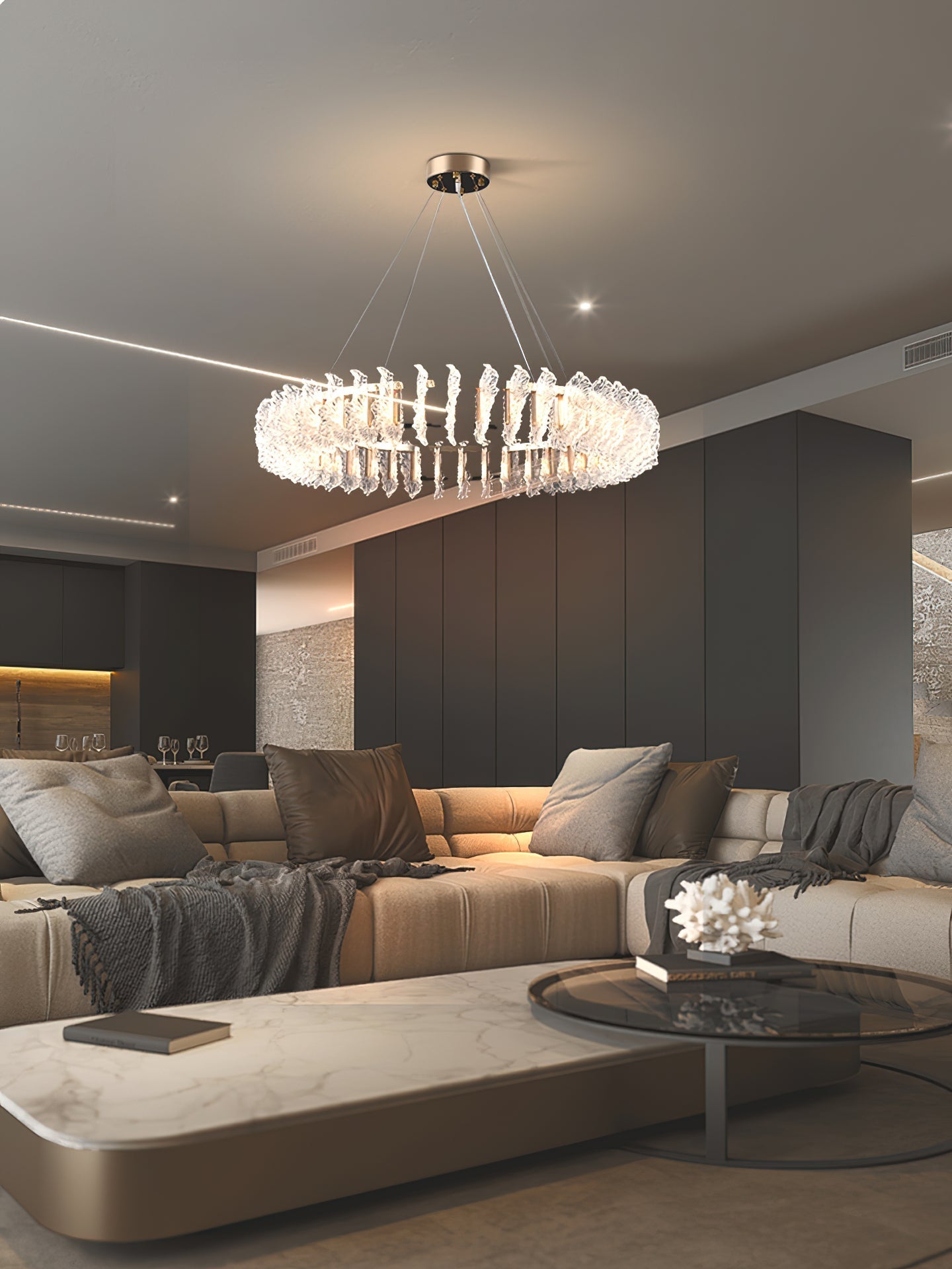 Ulcarir Luxury Leaf Glass Acrylic Chandelier - Letslighting