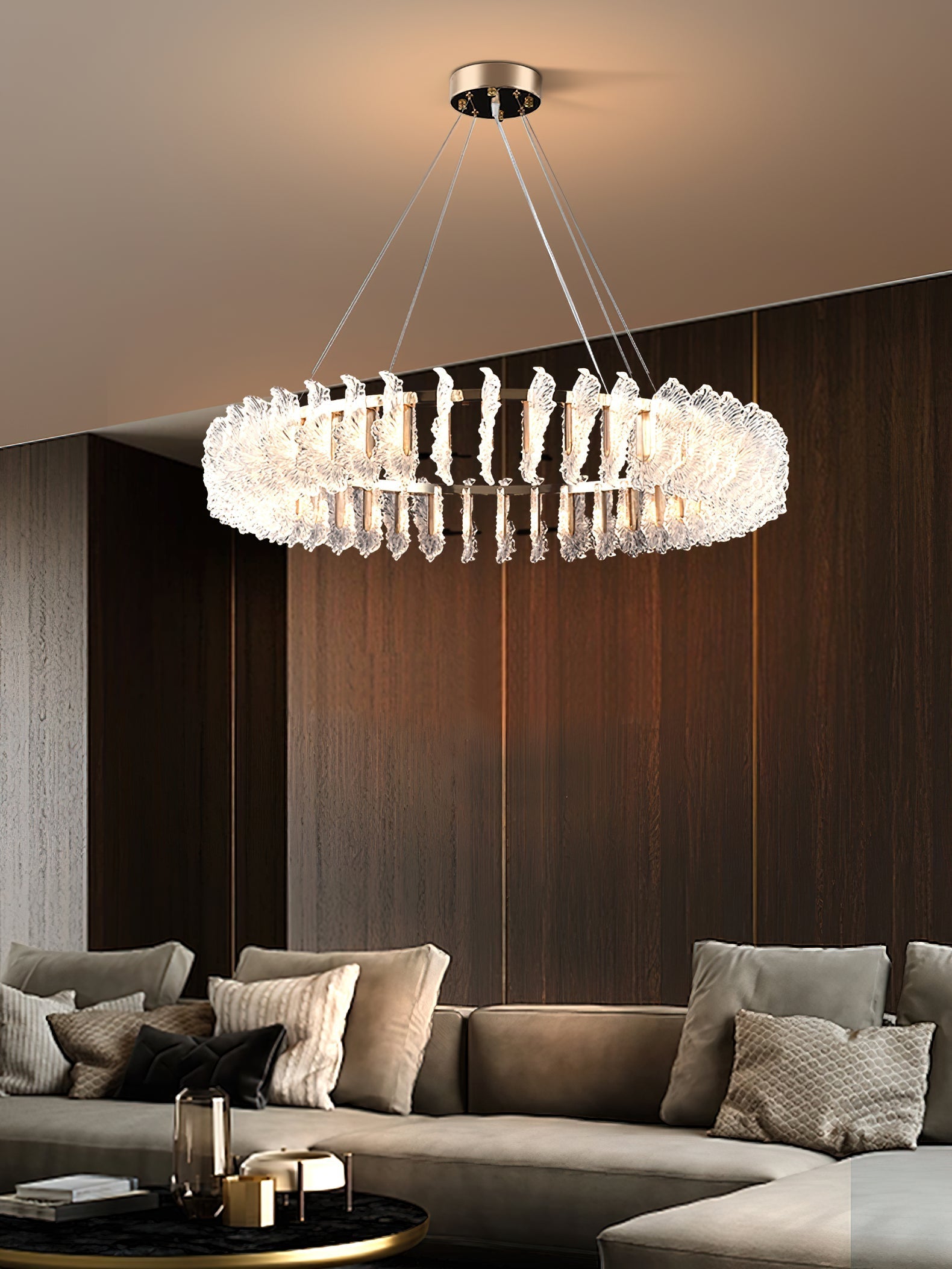 Ulcarir Luxury Leaf Glass Acrylic Chandelier - Letslighting